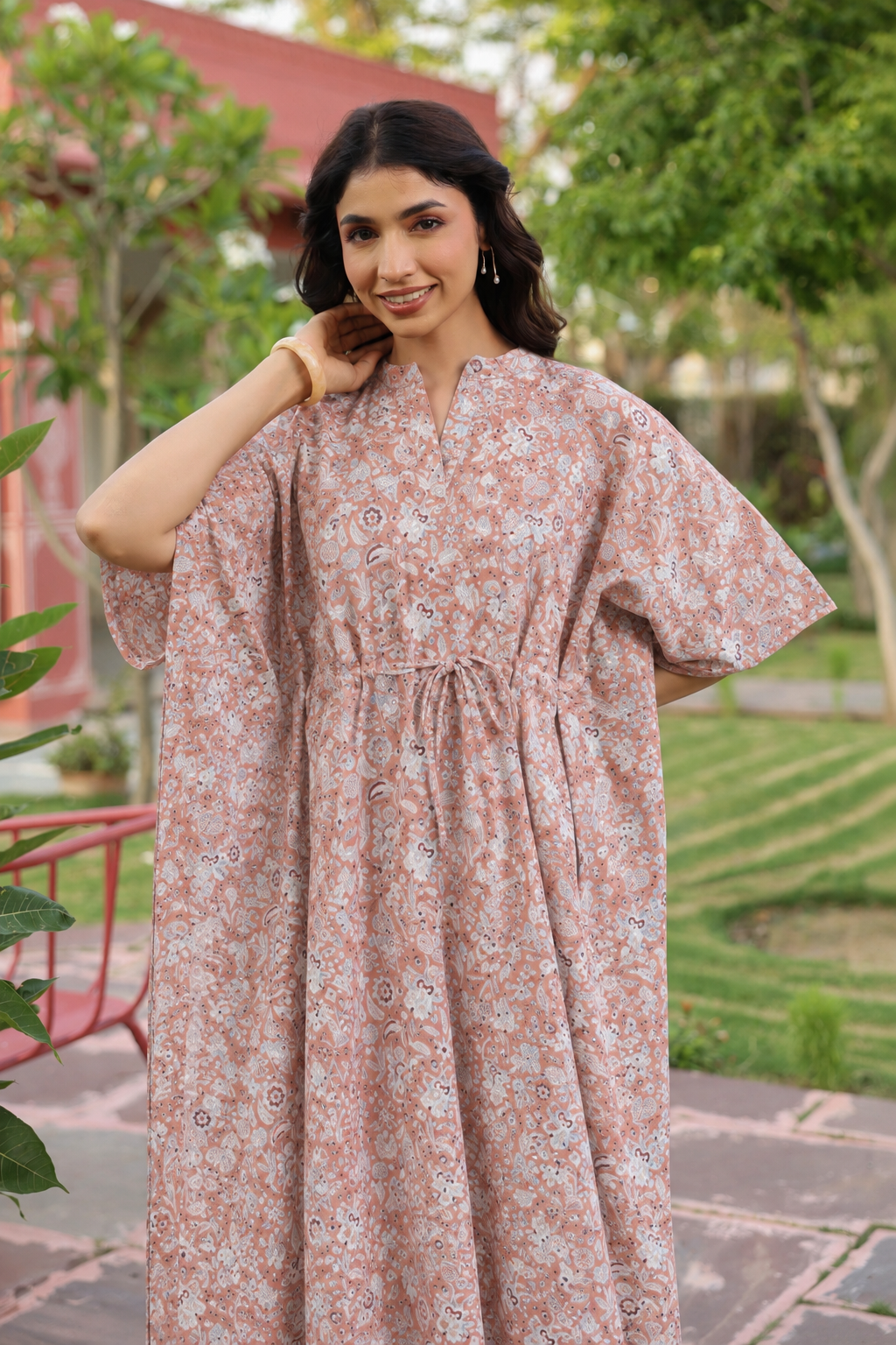 Rustic Petals Cotton Kaftan ( One-Size )