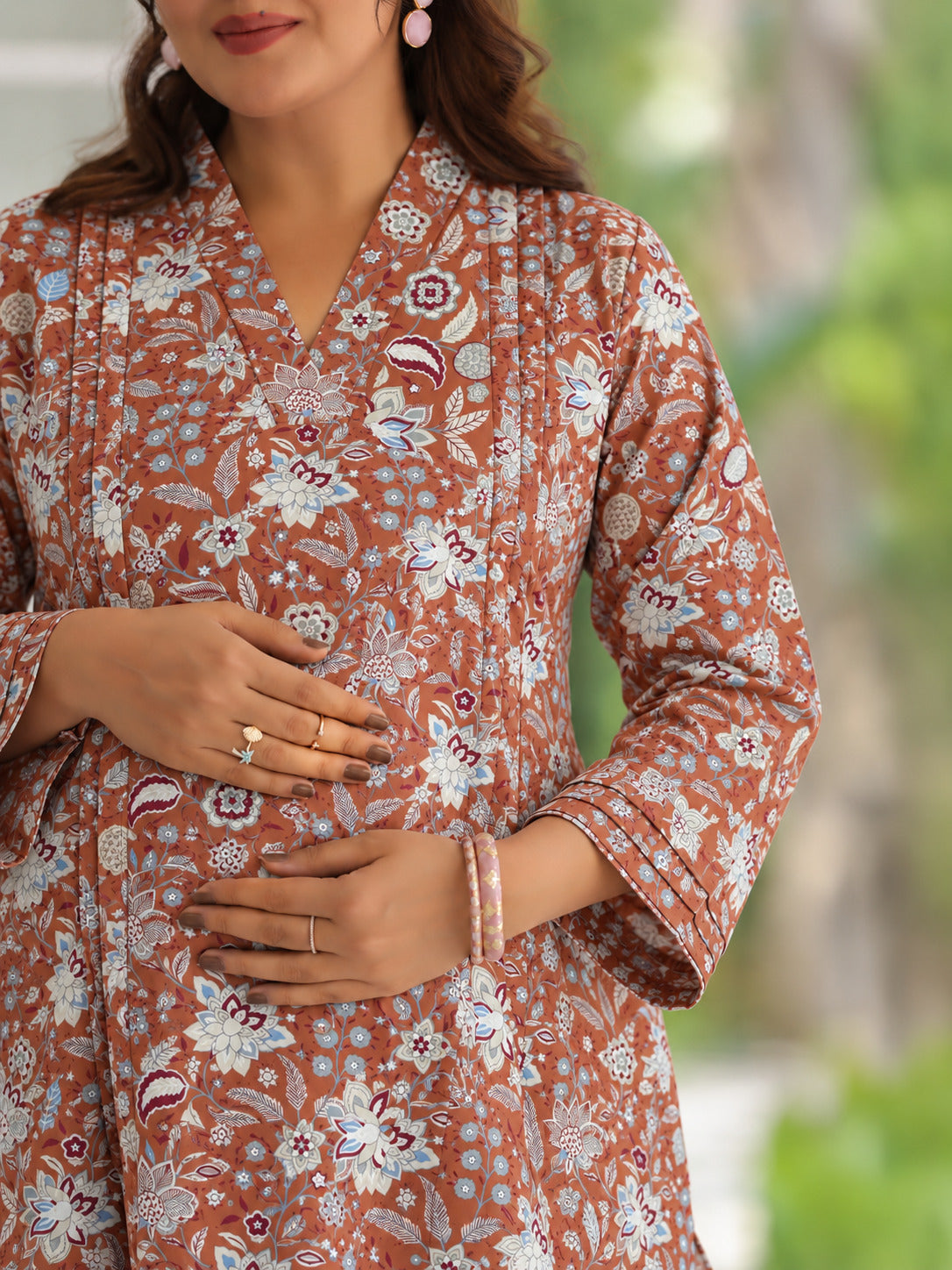 Vintage Petals Cotton Maternity - Nursing Co-ord Set