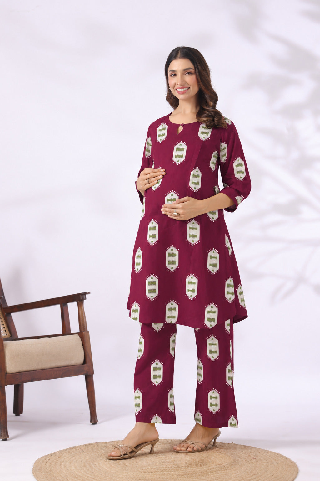 Ruby Ikat Cotton Maternity - Nursing Co-ord Set
