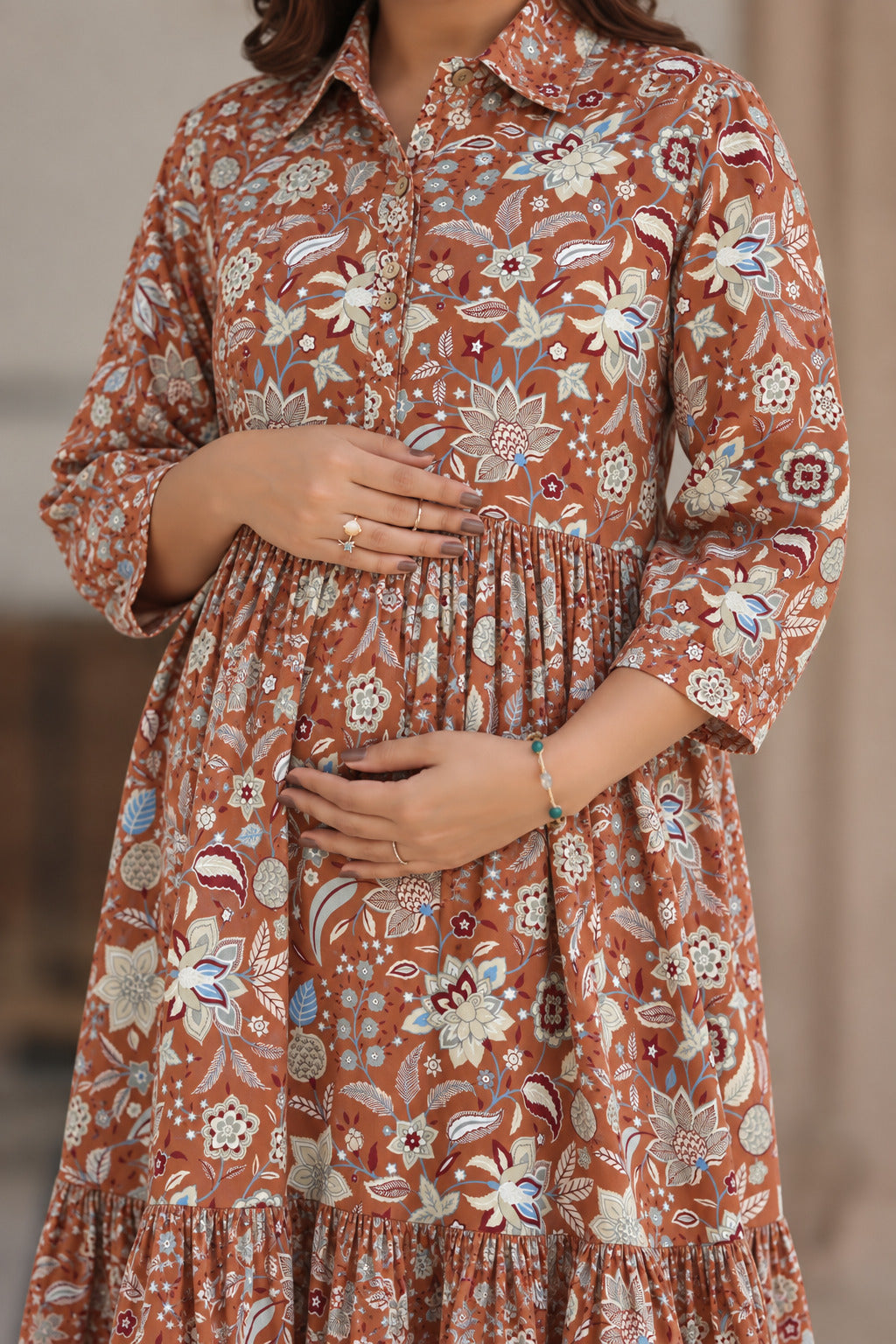 Rustic Petals Cotton Maternity - Nursing Dress