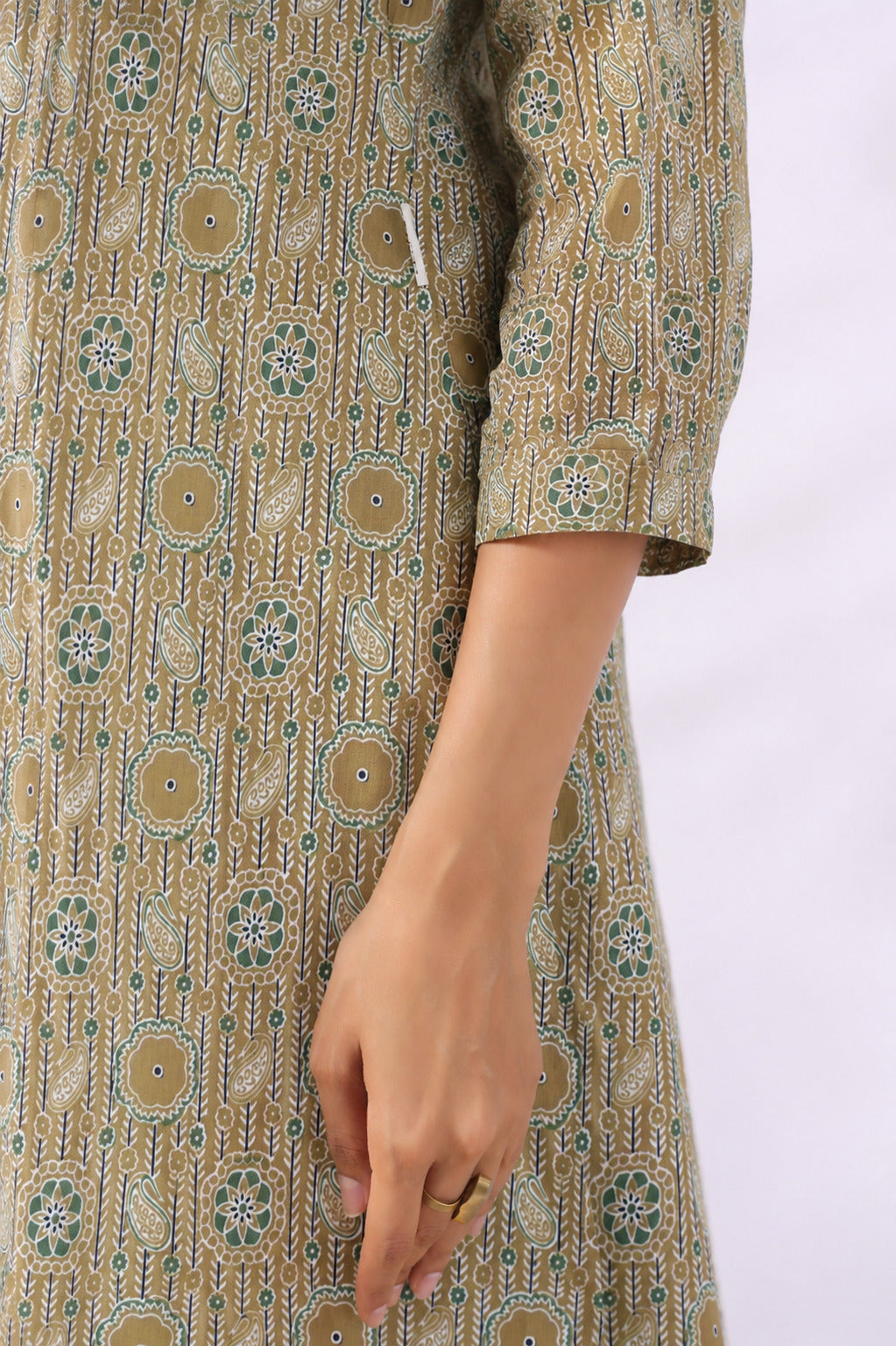 Olive Kalamkari Cotton Maternity - Nursing Co-ord Set