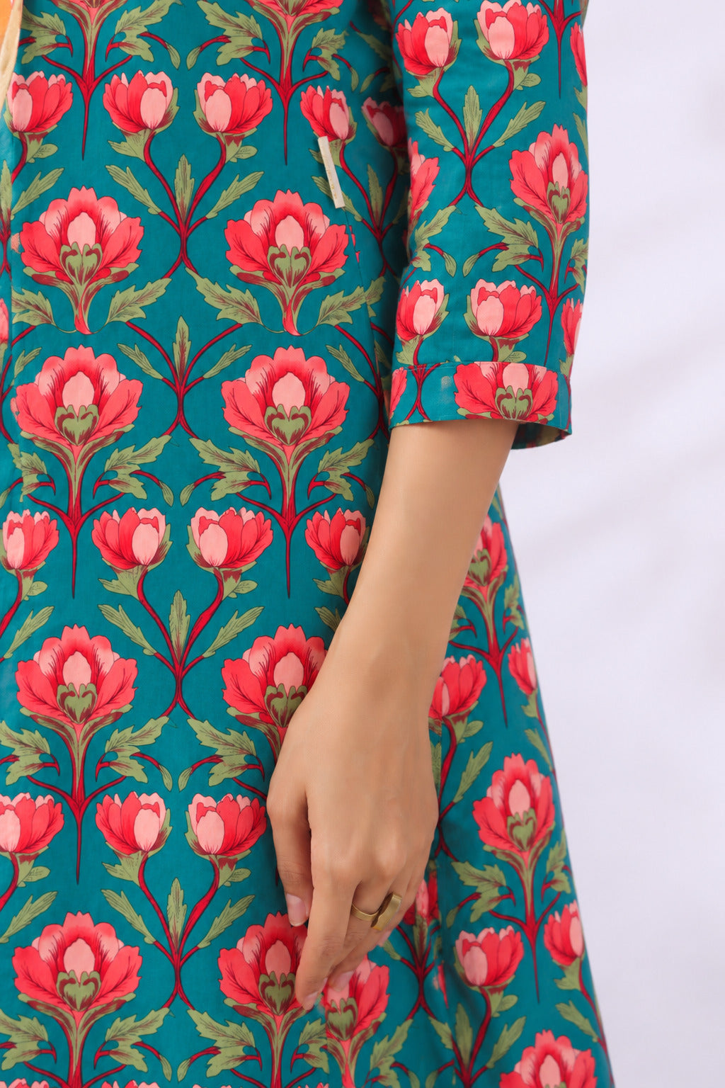 Gulbahar Teal Cotton Maternity - Nursing Co-ord Set