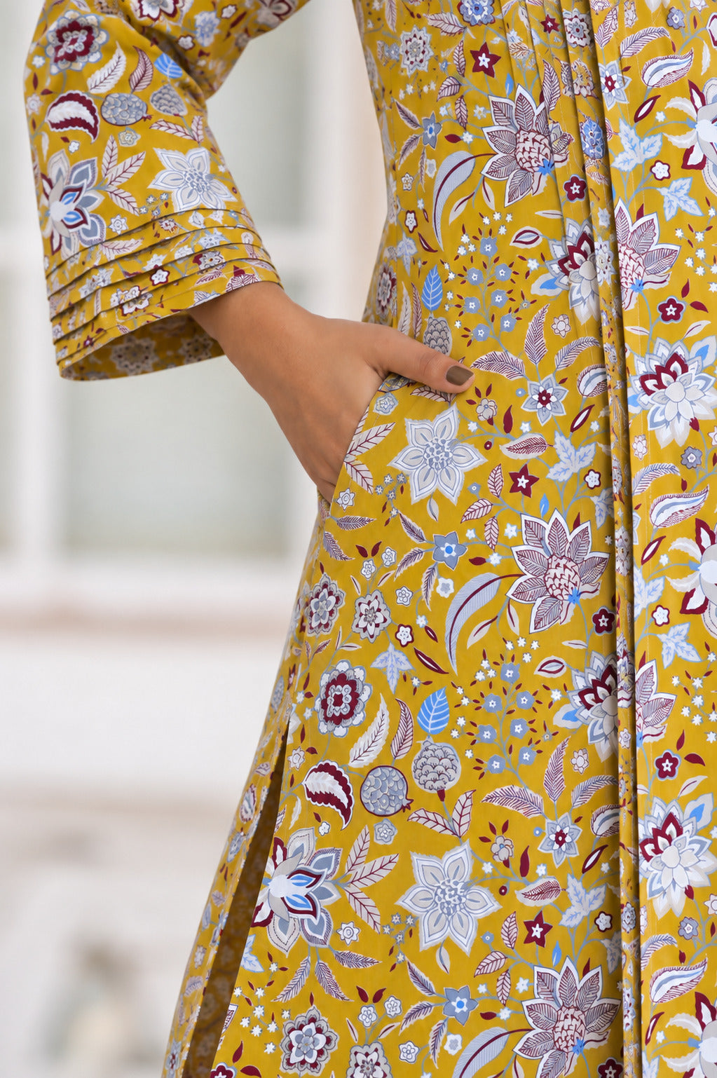 Golden Petals Cotton Maternity - Nursing Co-ord Set