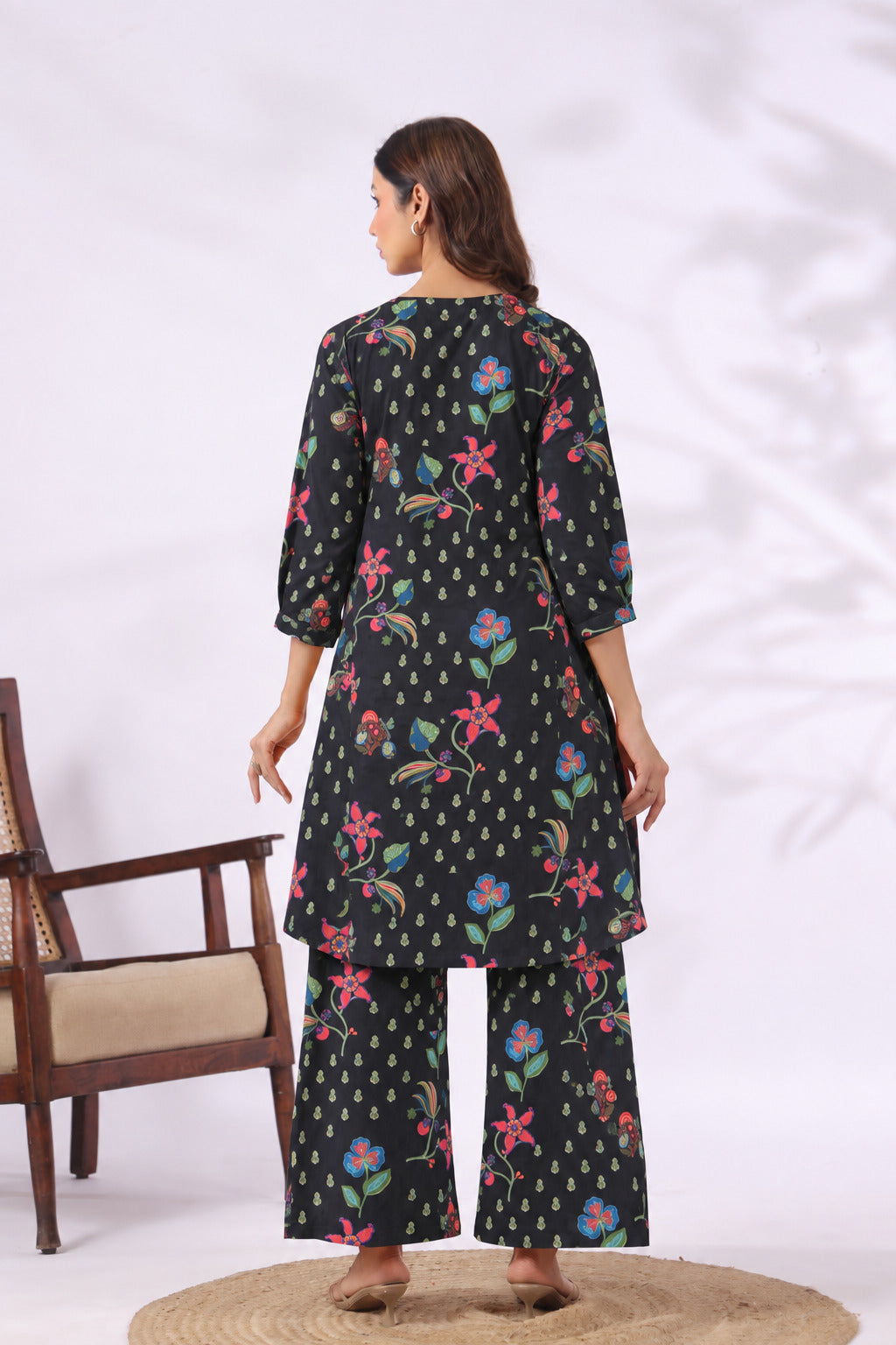 Wildflower Noir Cotton Maternity - Nursing Co-ord Set
