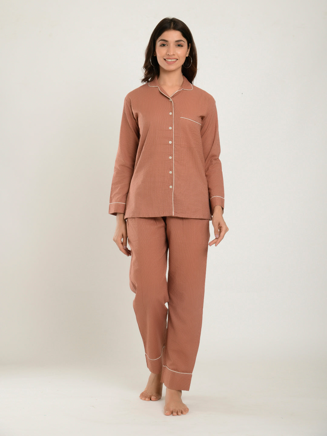 Rust Kantha Cotton Loungewear Set