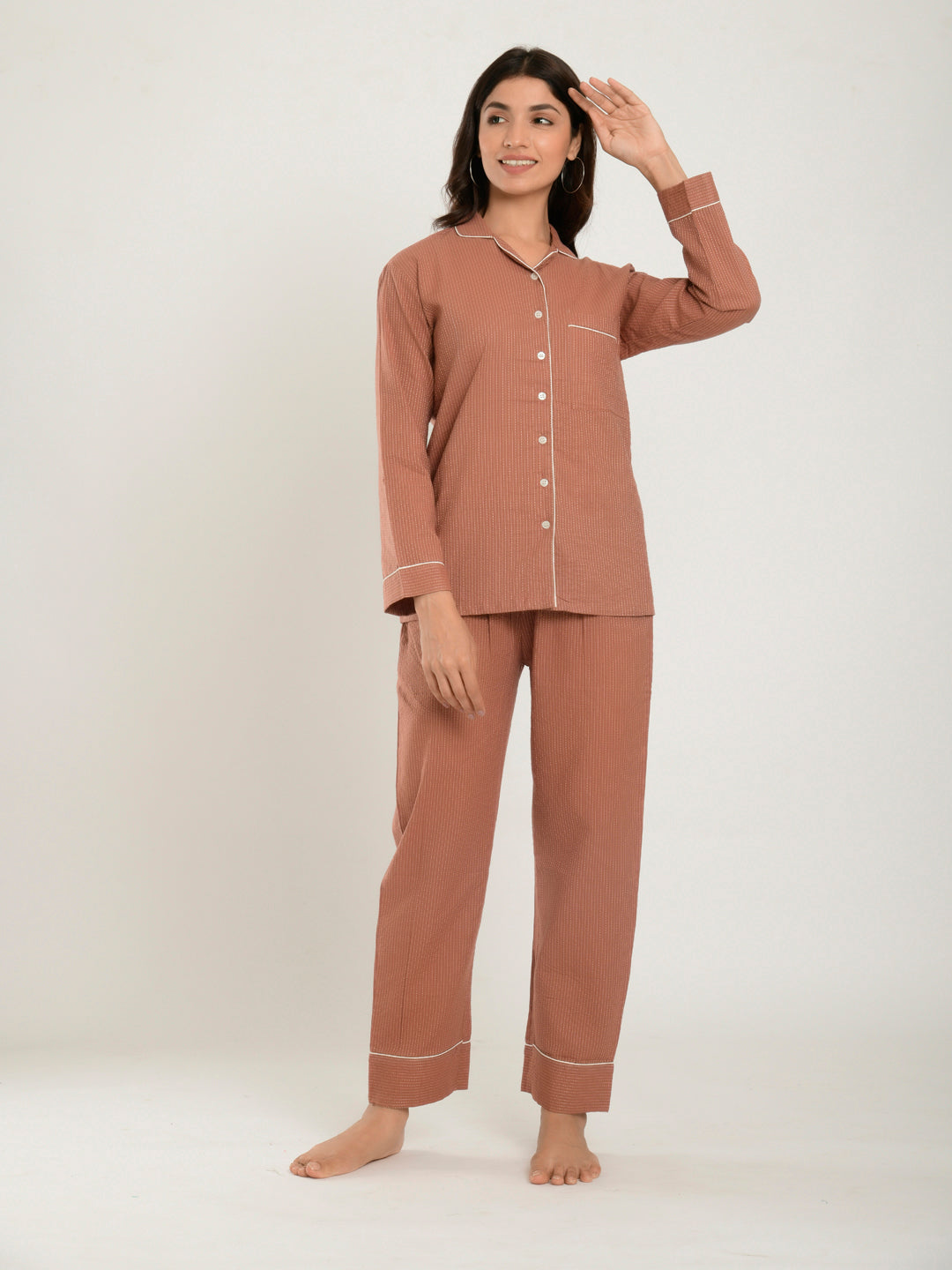 Rust Kantha Cotton Loungewear Set