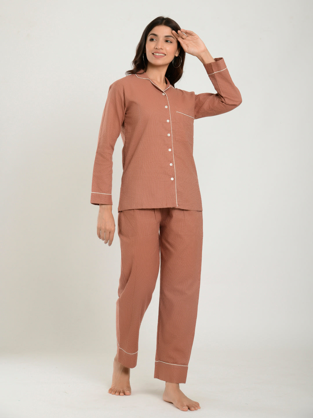 Rust Kantha Cotton Loungewear Set
