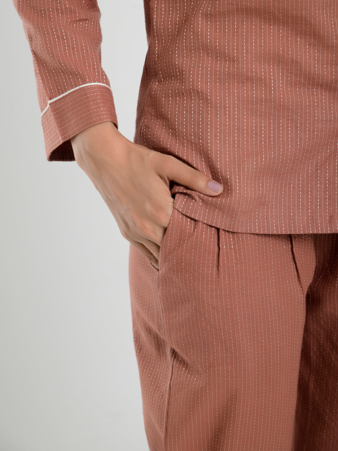 Rust Kantha Cotton Loungewear Set