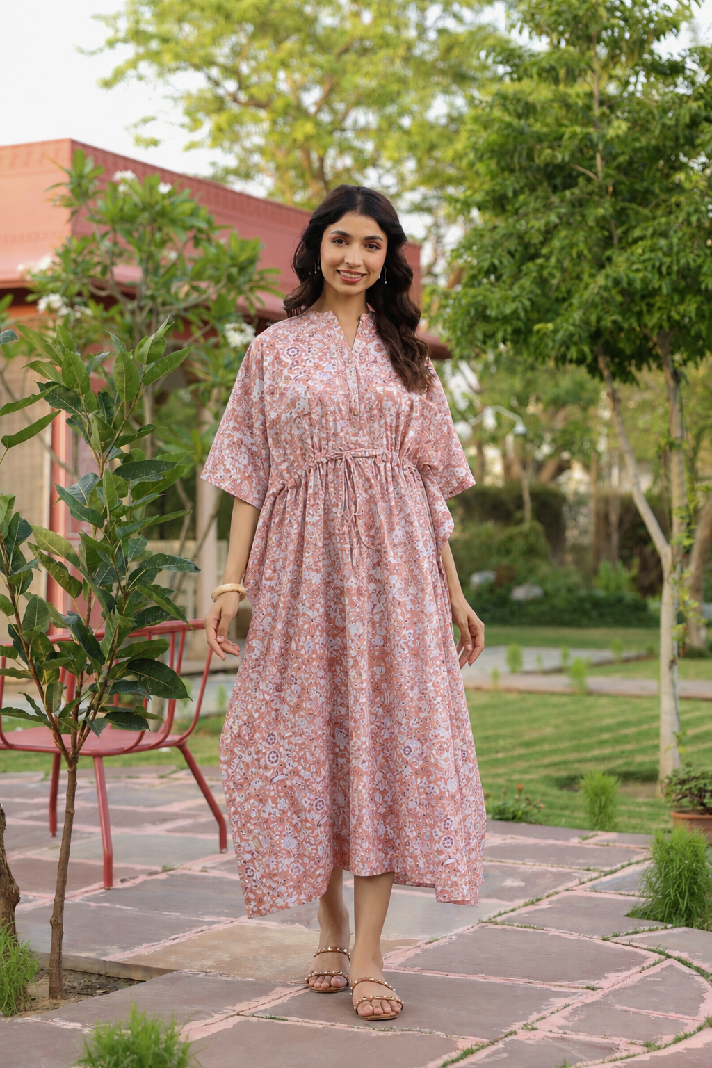 Rustic Petals Cotton Kaftan ( One-Size )