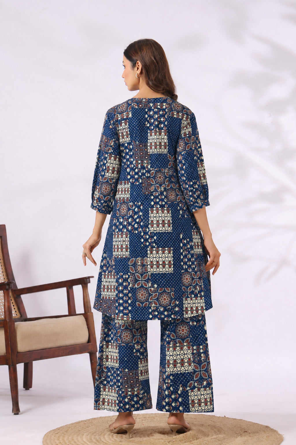 Indigo Katha Cotton Maternity - Nursing Co-ord Set