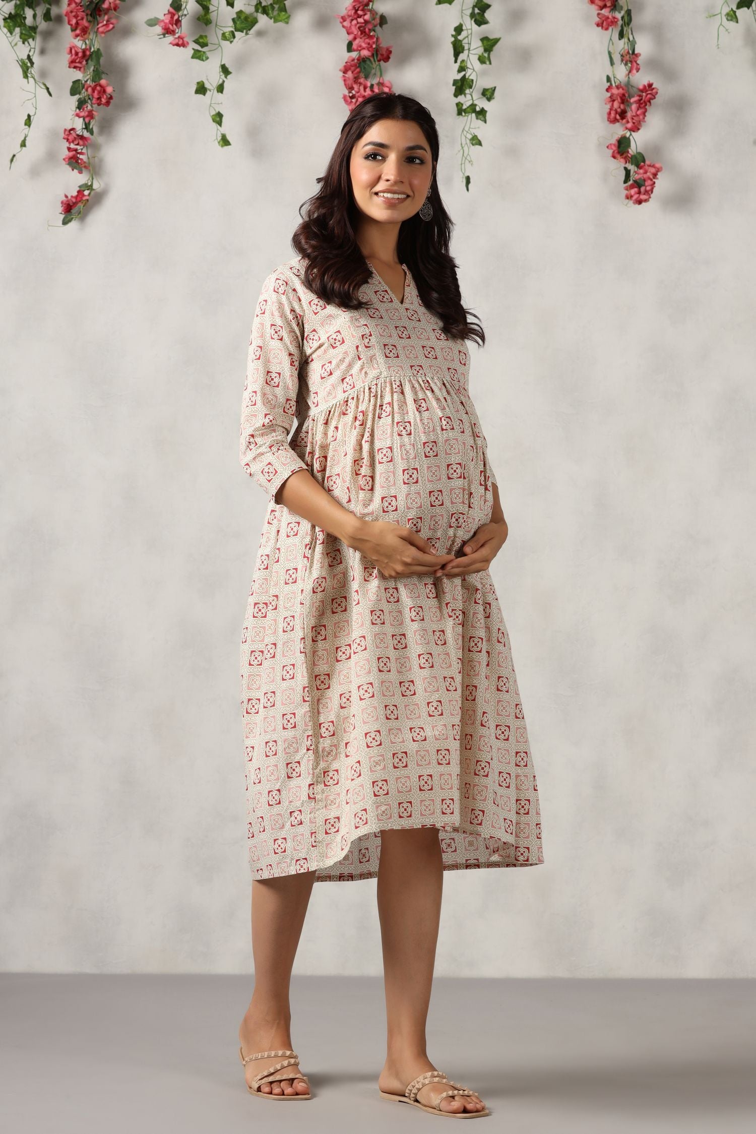 Baby Powder Cotton Maternity - Nursing Dress
