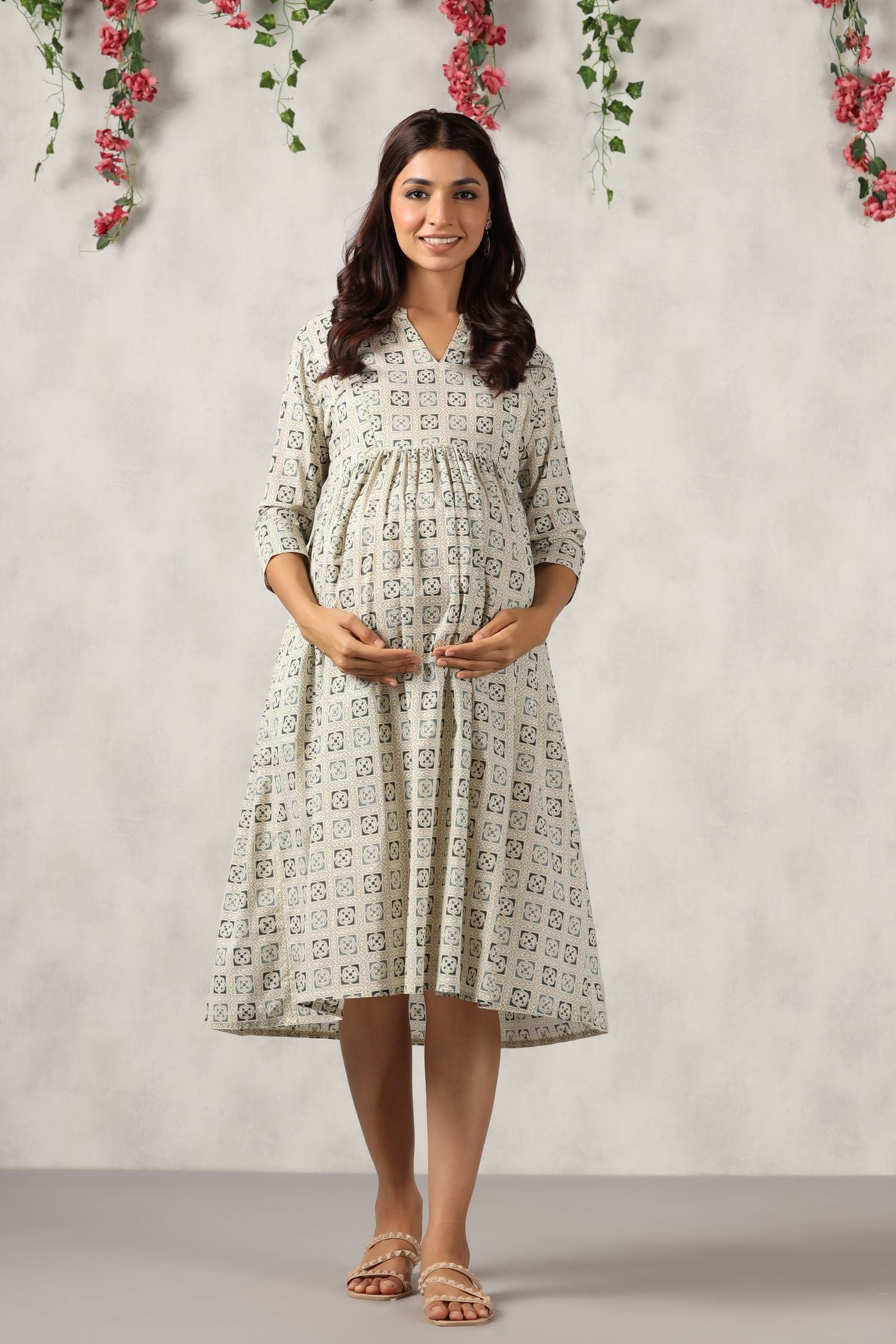 White Dove Cotton Maternity Nursing Dress