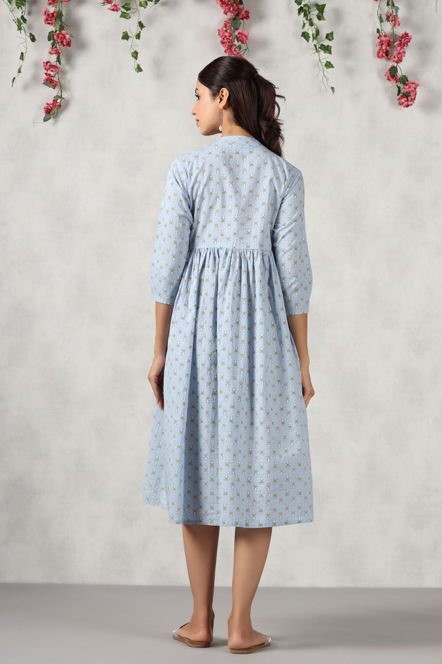 Candy Blue Cotton Maternity - Nursing Dress