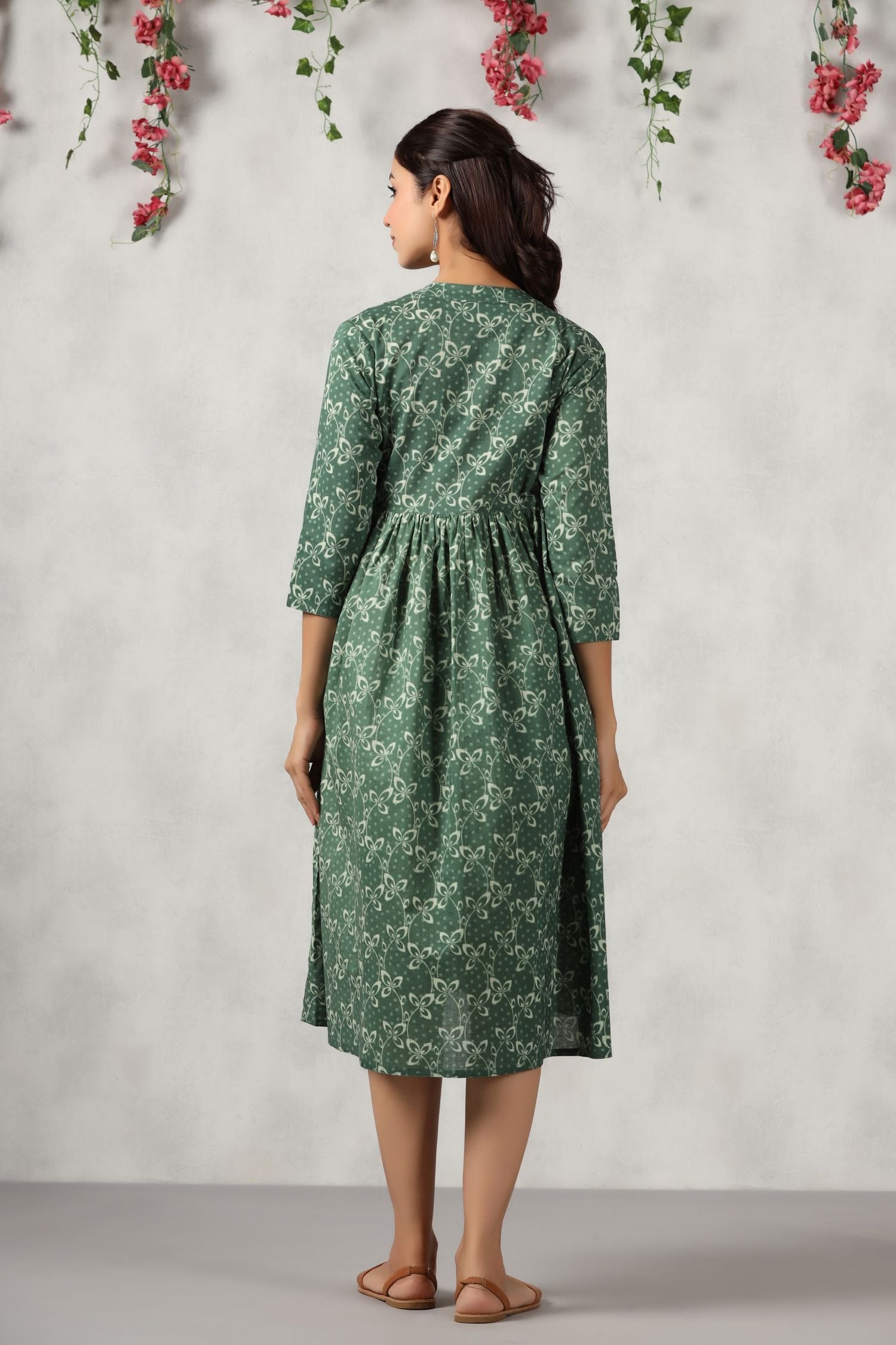 BASIL LEAF COTTON MATERNITY - NURSING DRESS
