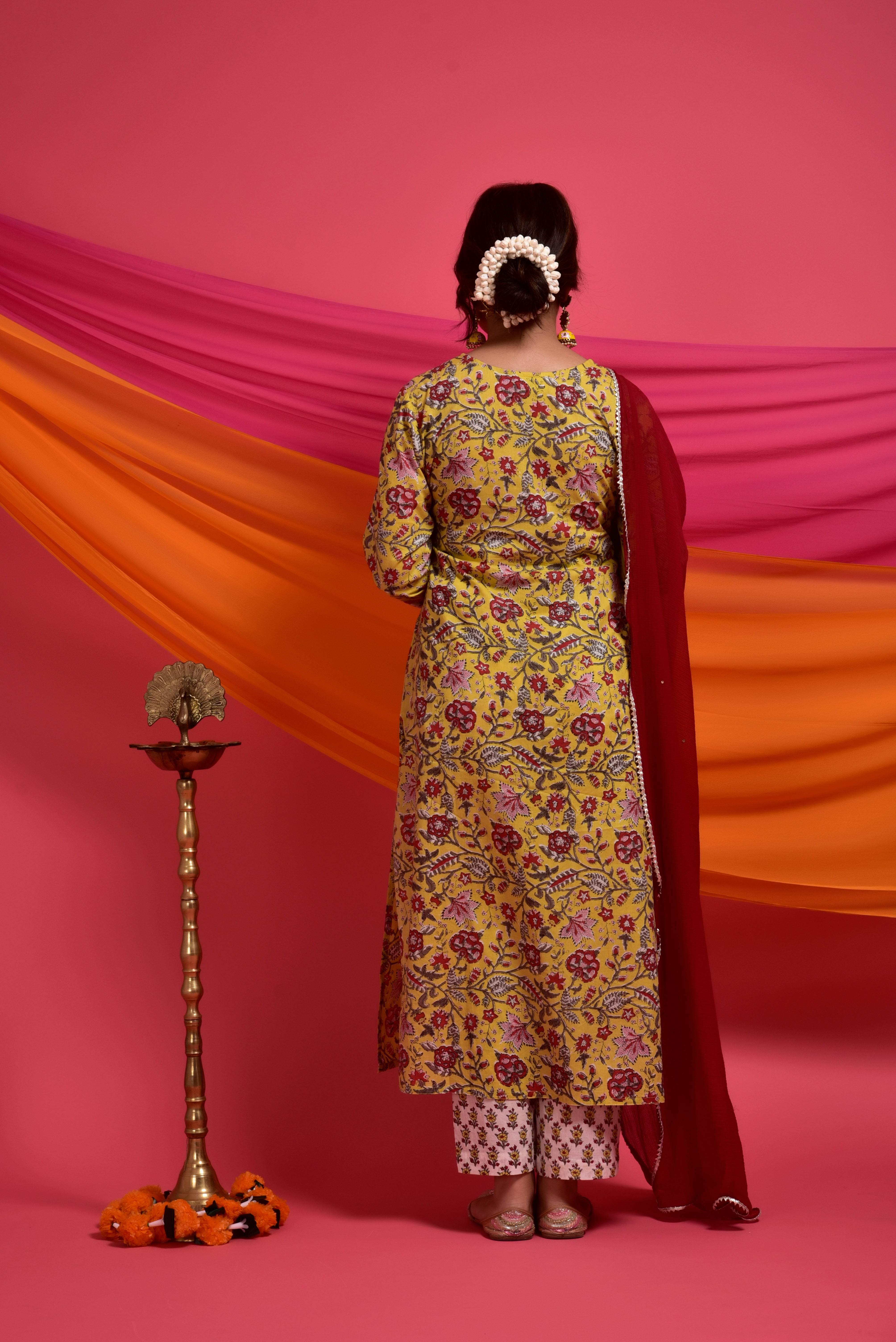 Yellow Sunshine Jaal Cotton Suit