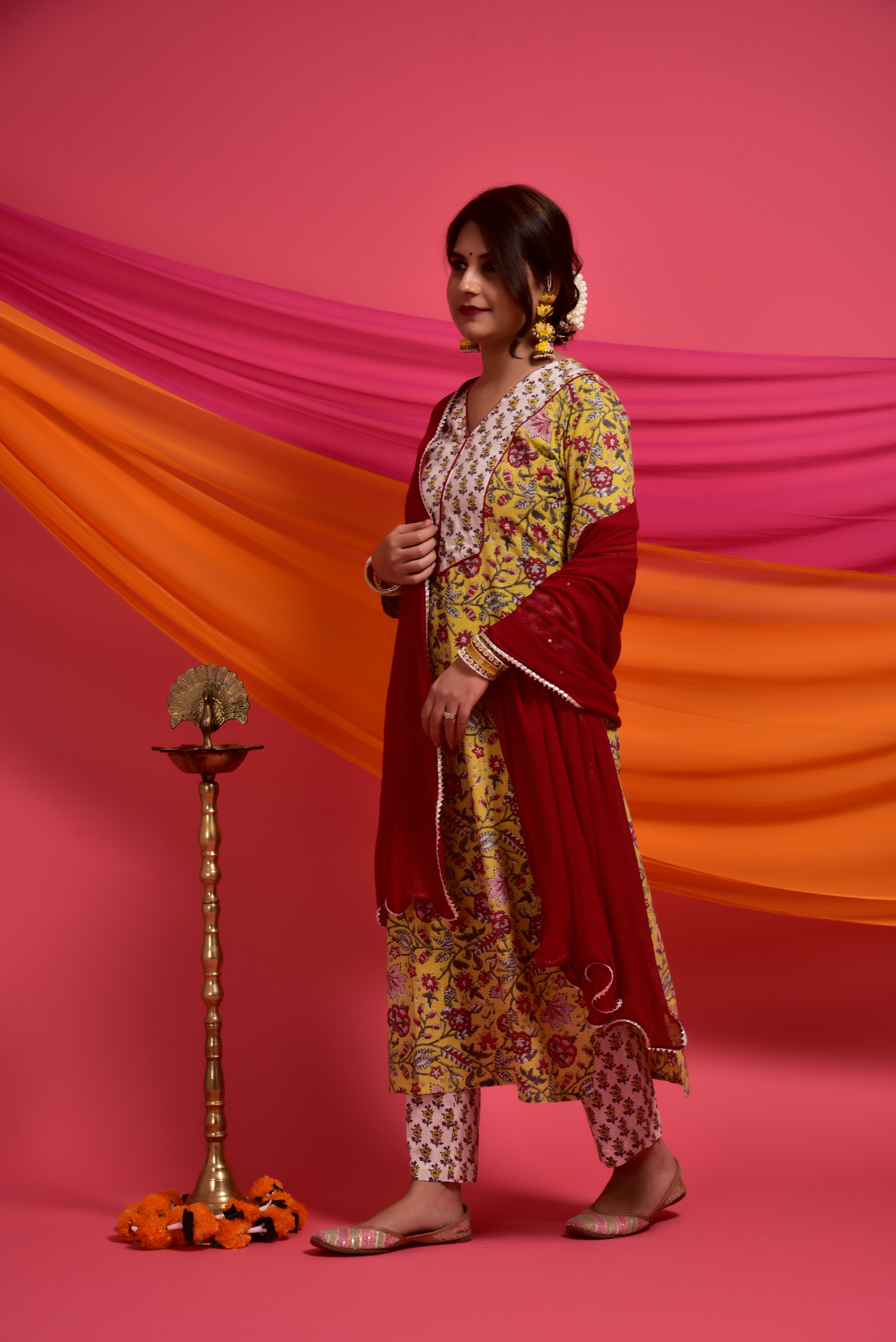 Yellow Sunshine Jaal Cotton Suit