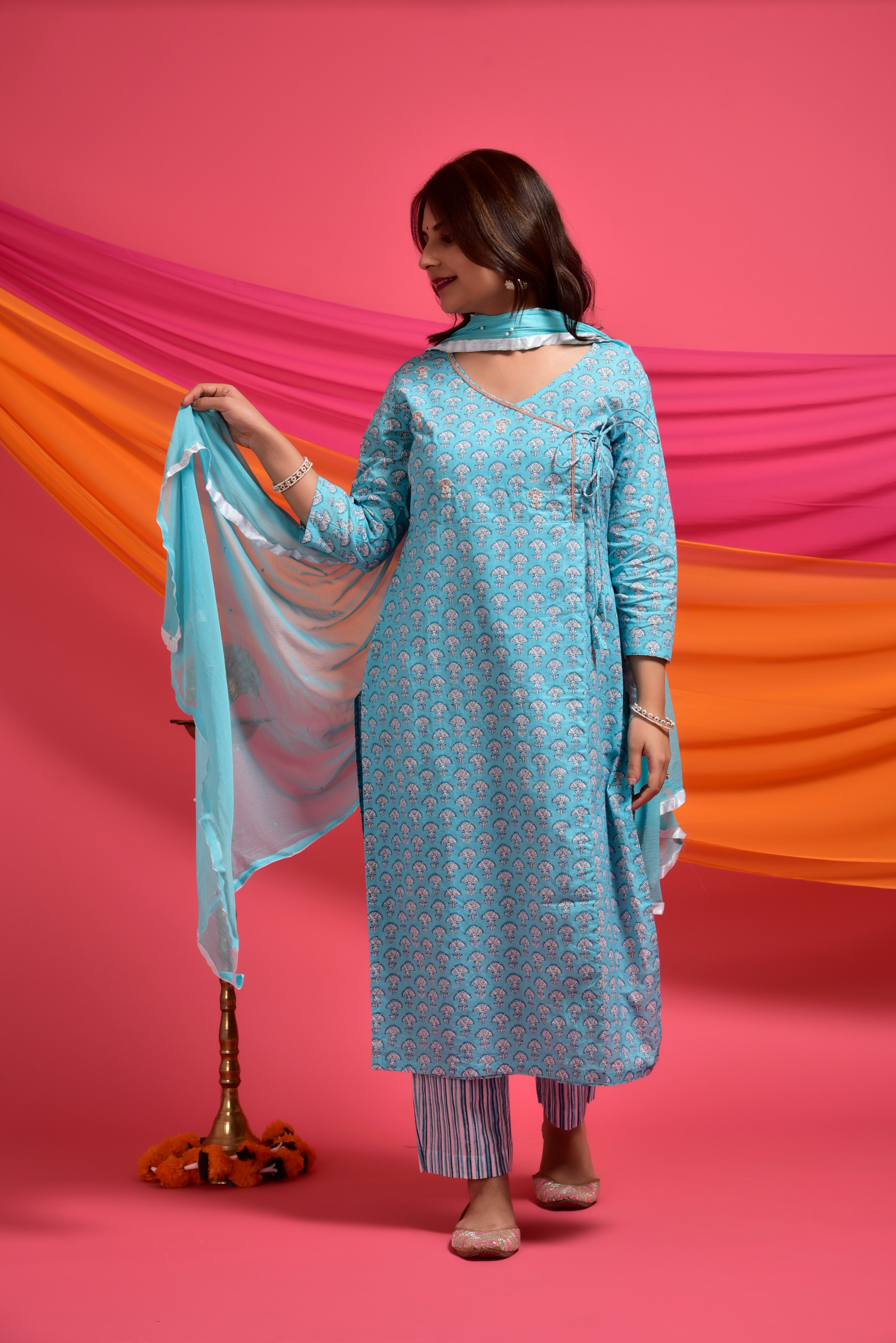 Maya Blue Booti Cotton Suit