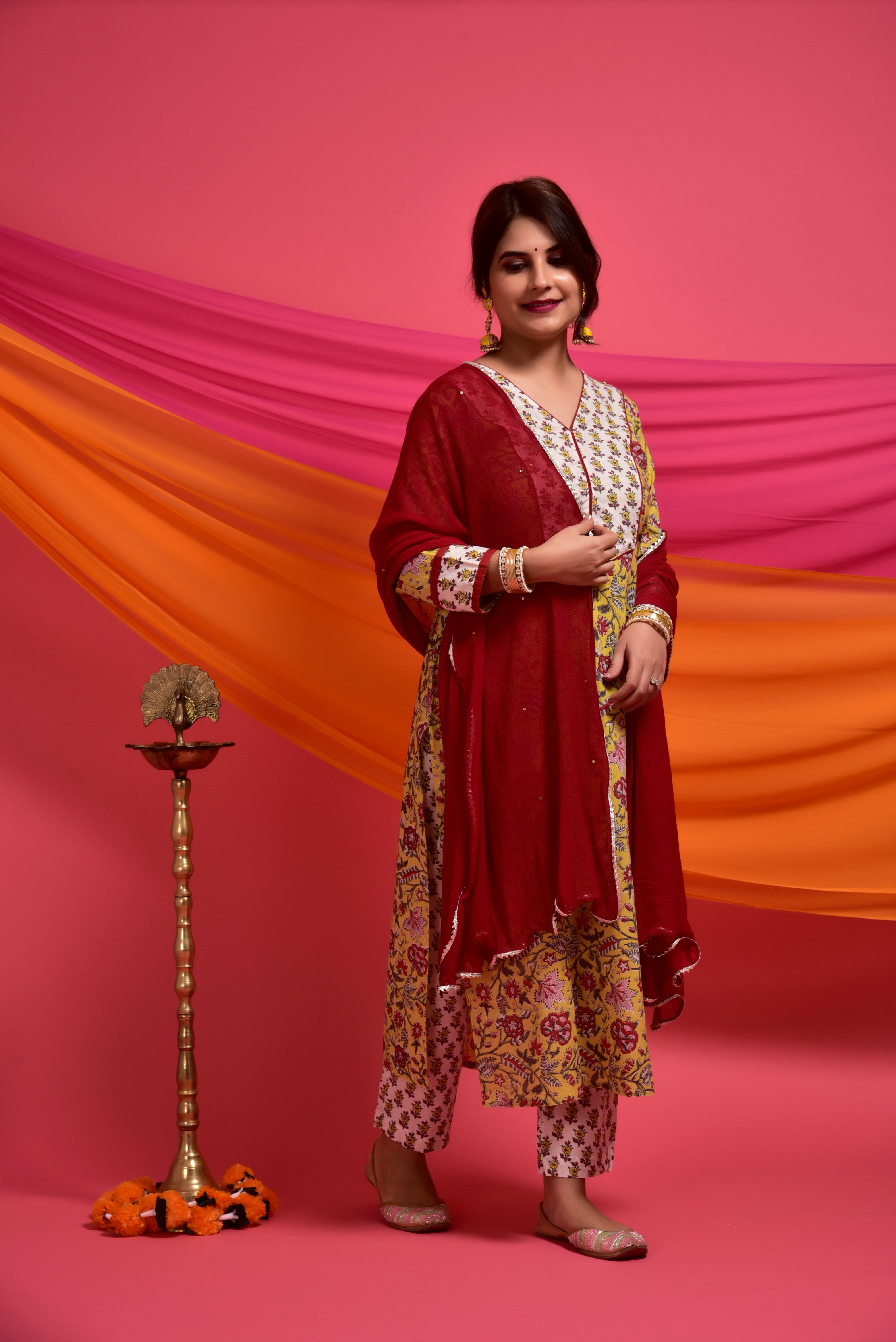 Yellow Sunshine Jaal Cotton Suit