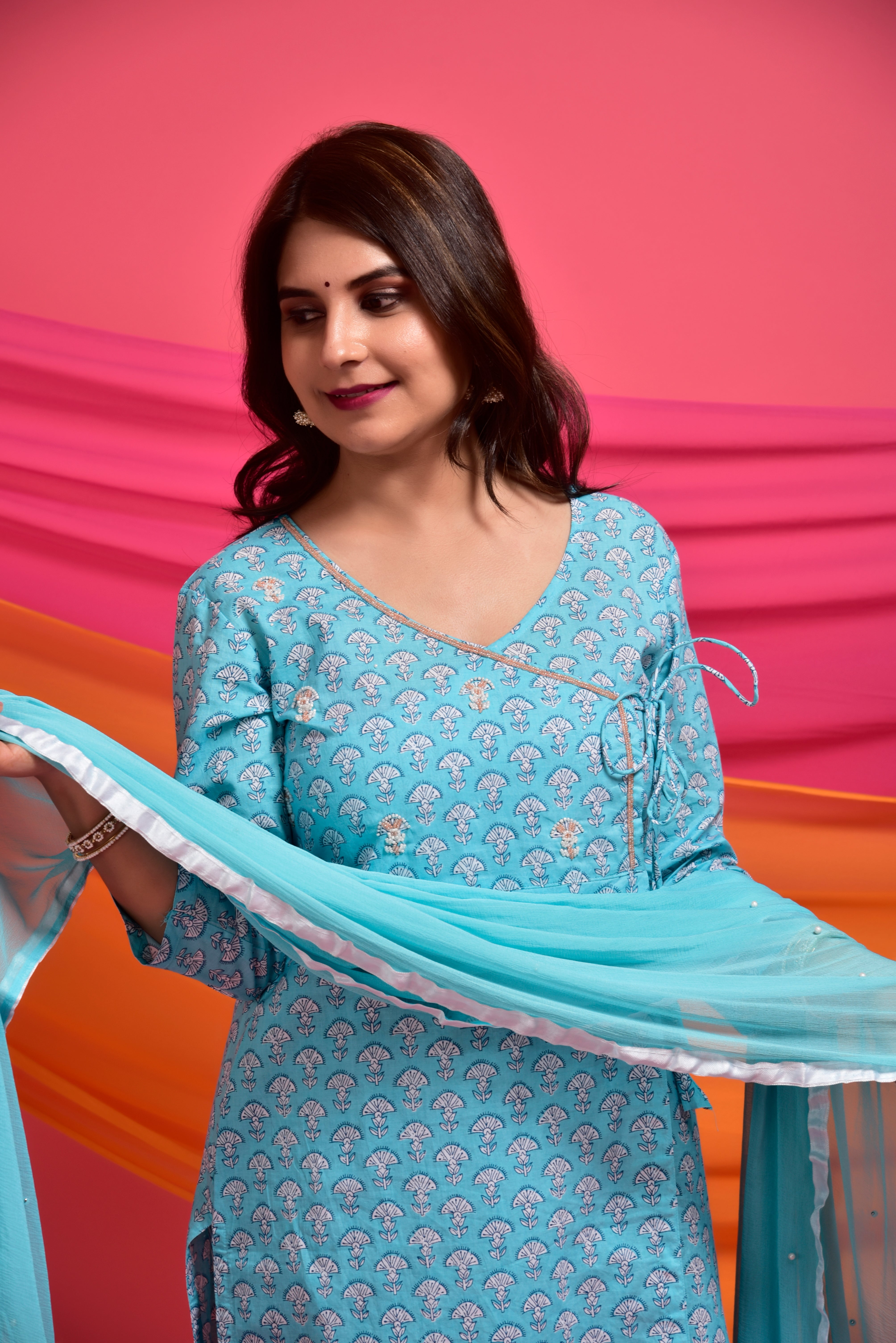 Maya Blue Booti Cotton Suit