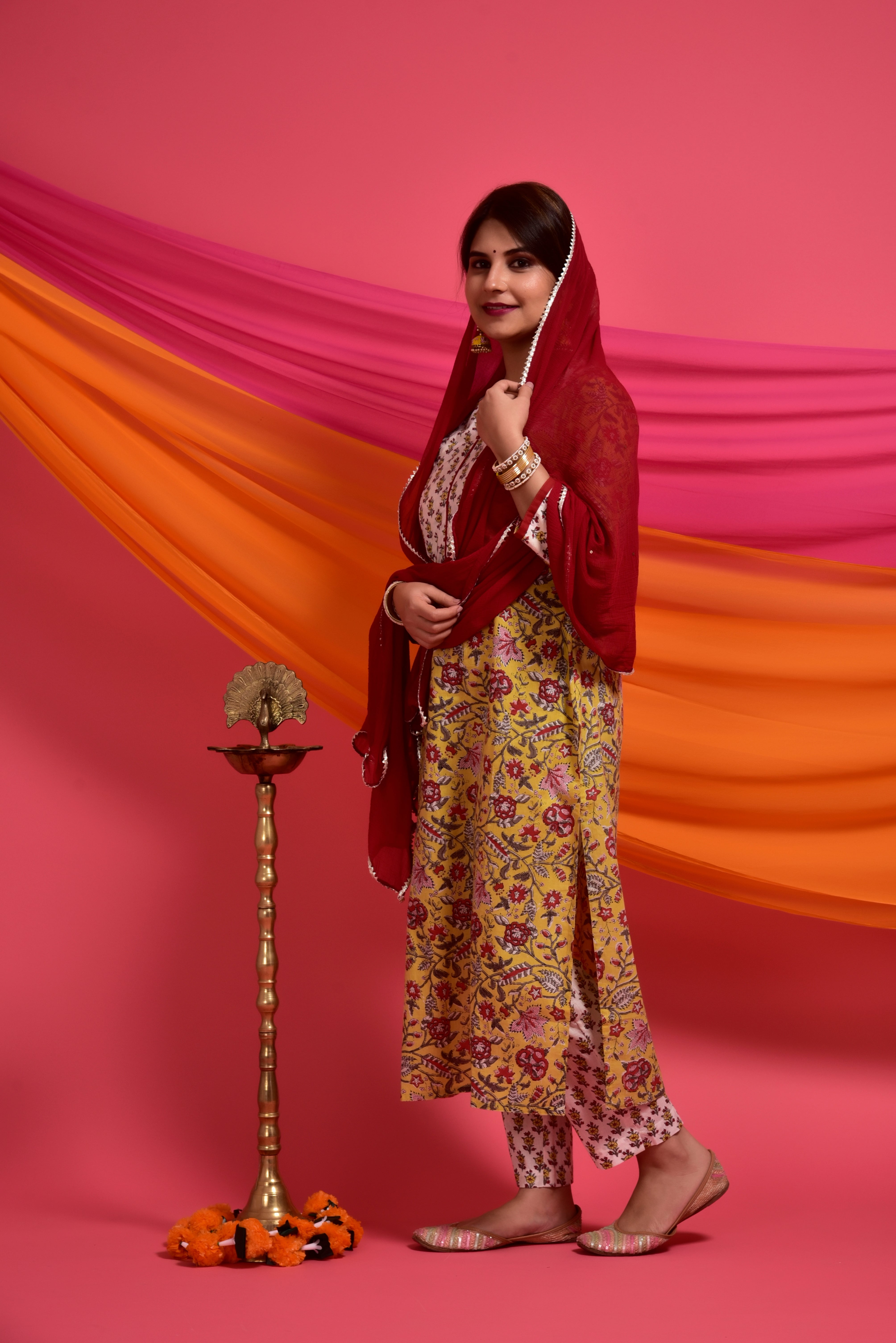 Yellow Sunshine Jaal Cotton Suit