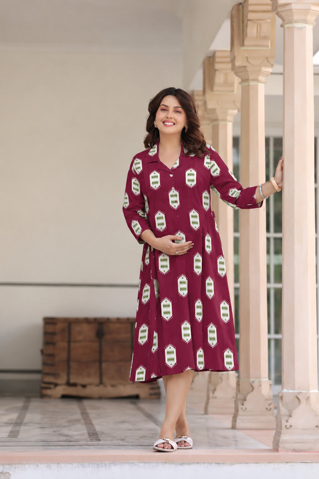 Ruby Ikat Cotton Maternity - Nursing Dress