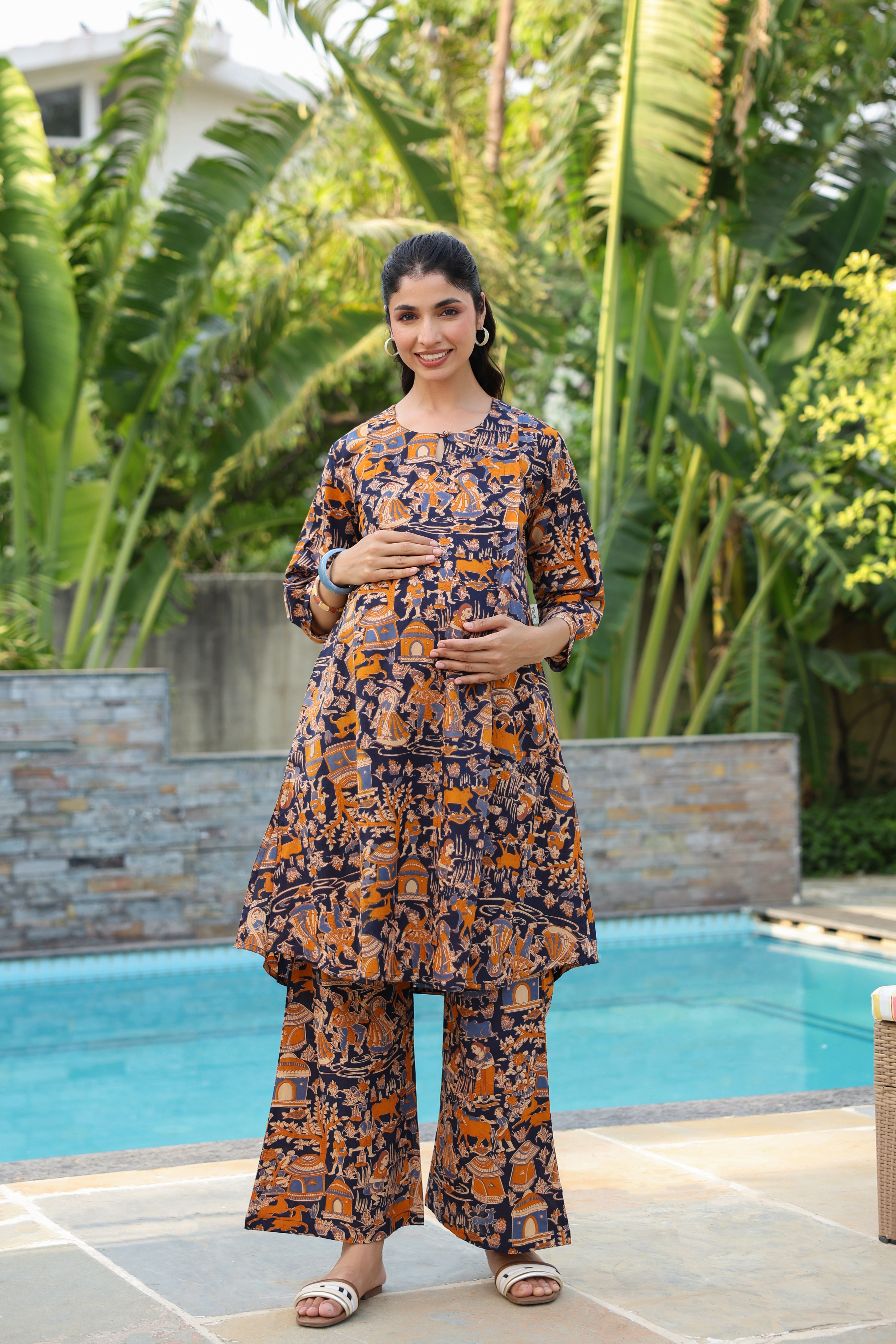 Vedic Village Cotton Maternity - Nursing Co-ord Set