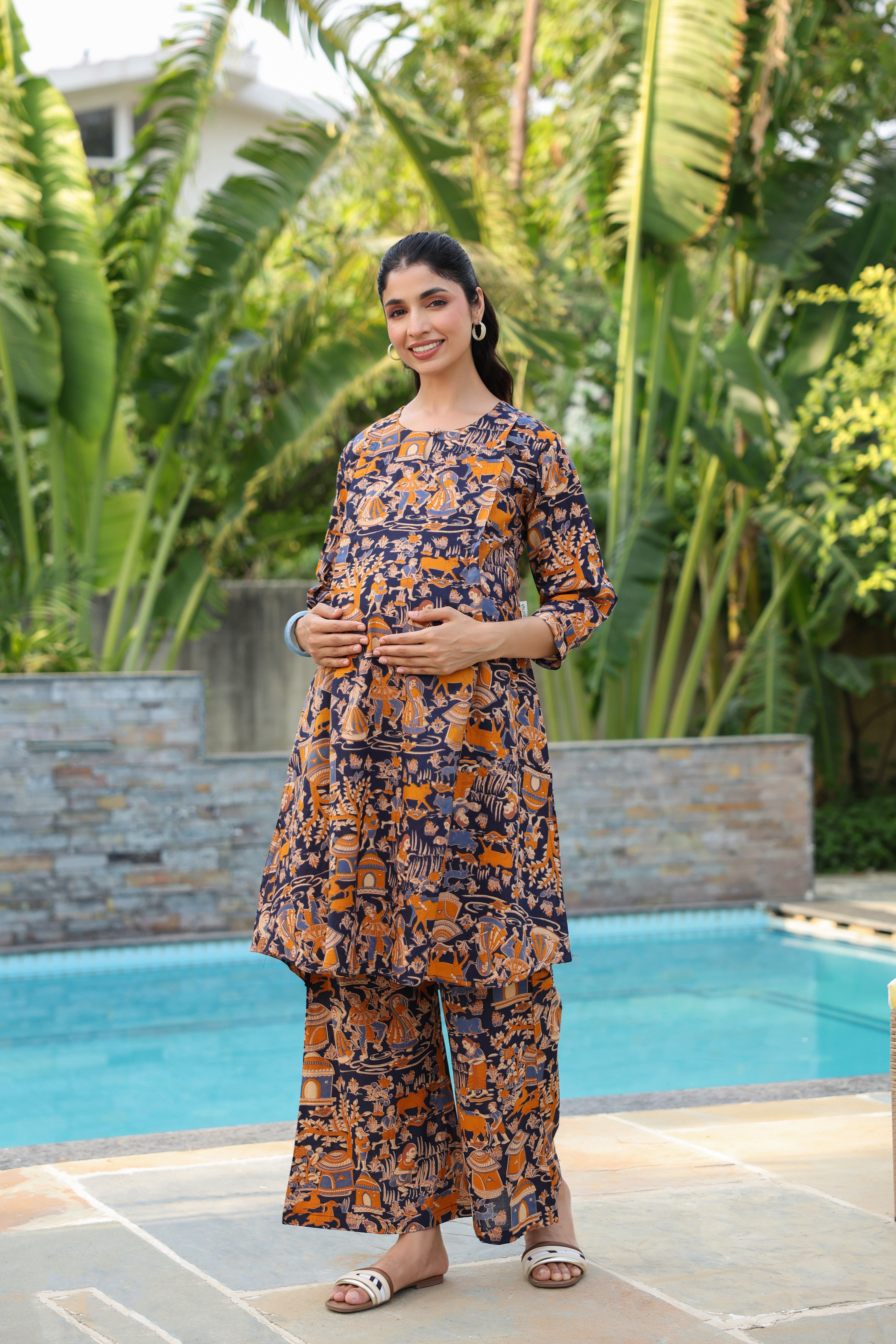 Vedic Village Cotton Maternity - Nursing Co-ord Set