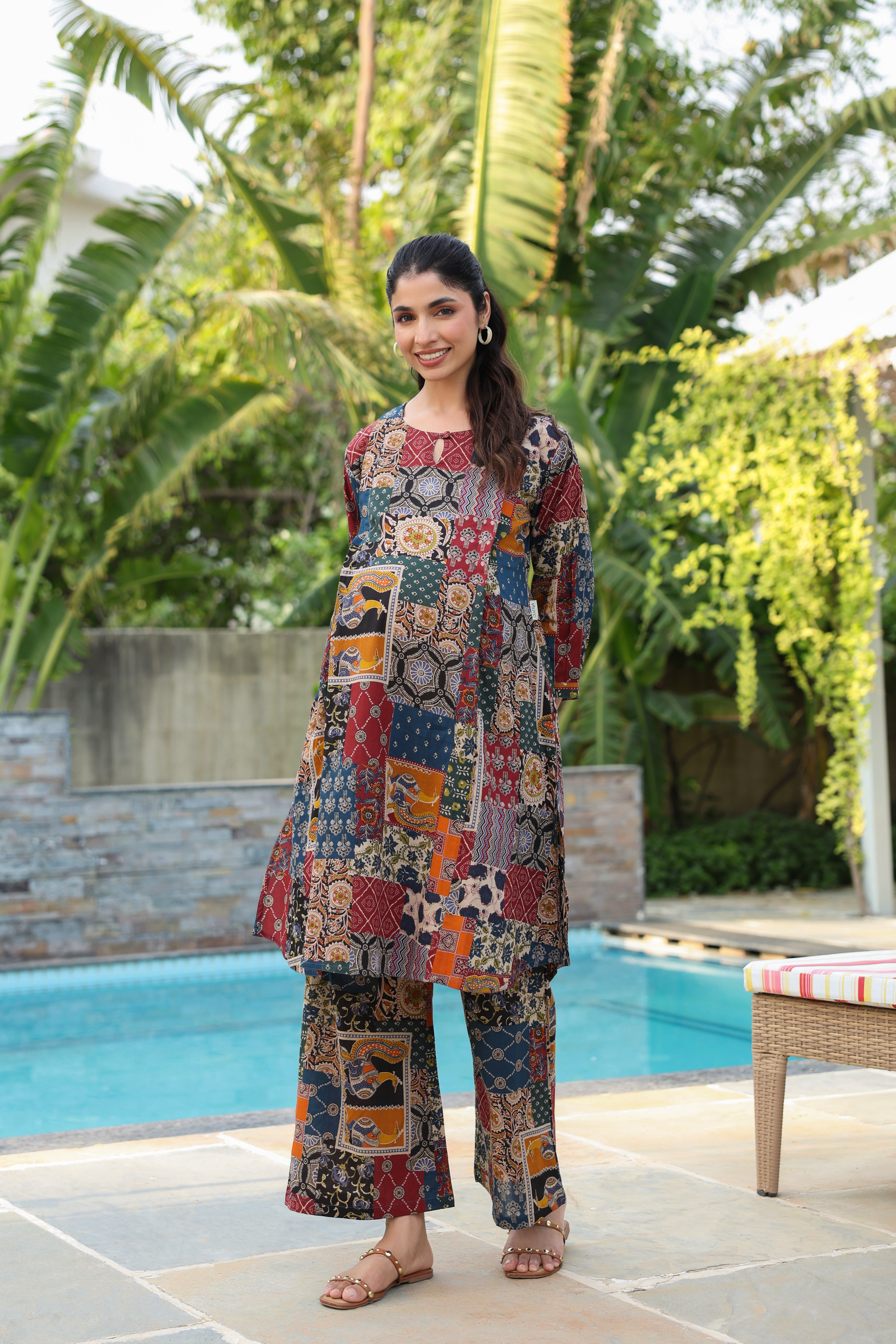 Vintage Patchwork Cotton Maternity - Nursing Co-ord Set