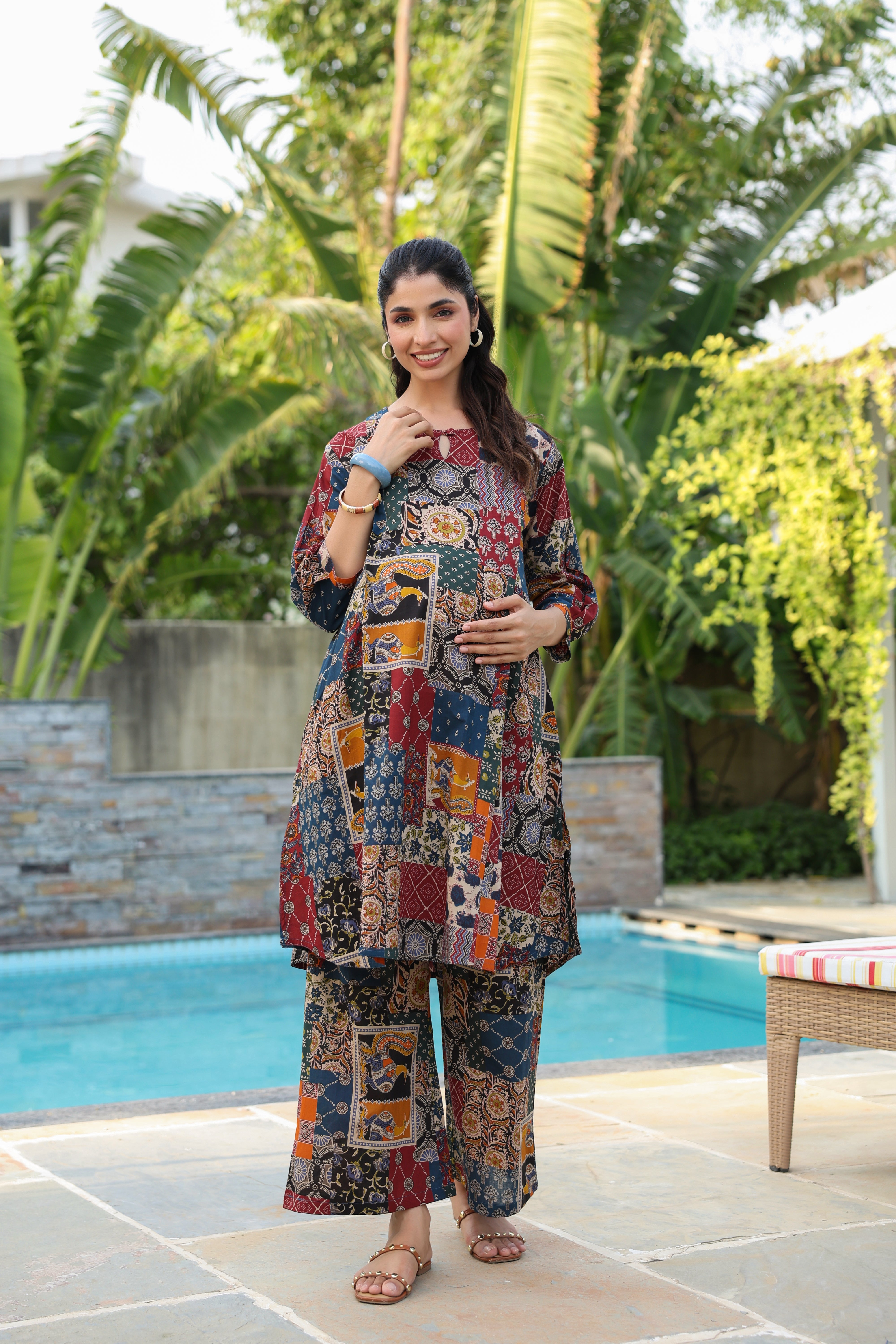 Vintage Patchwork Cotton Maternity - Nursing Co-ord Set