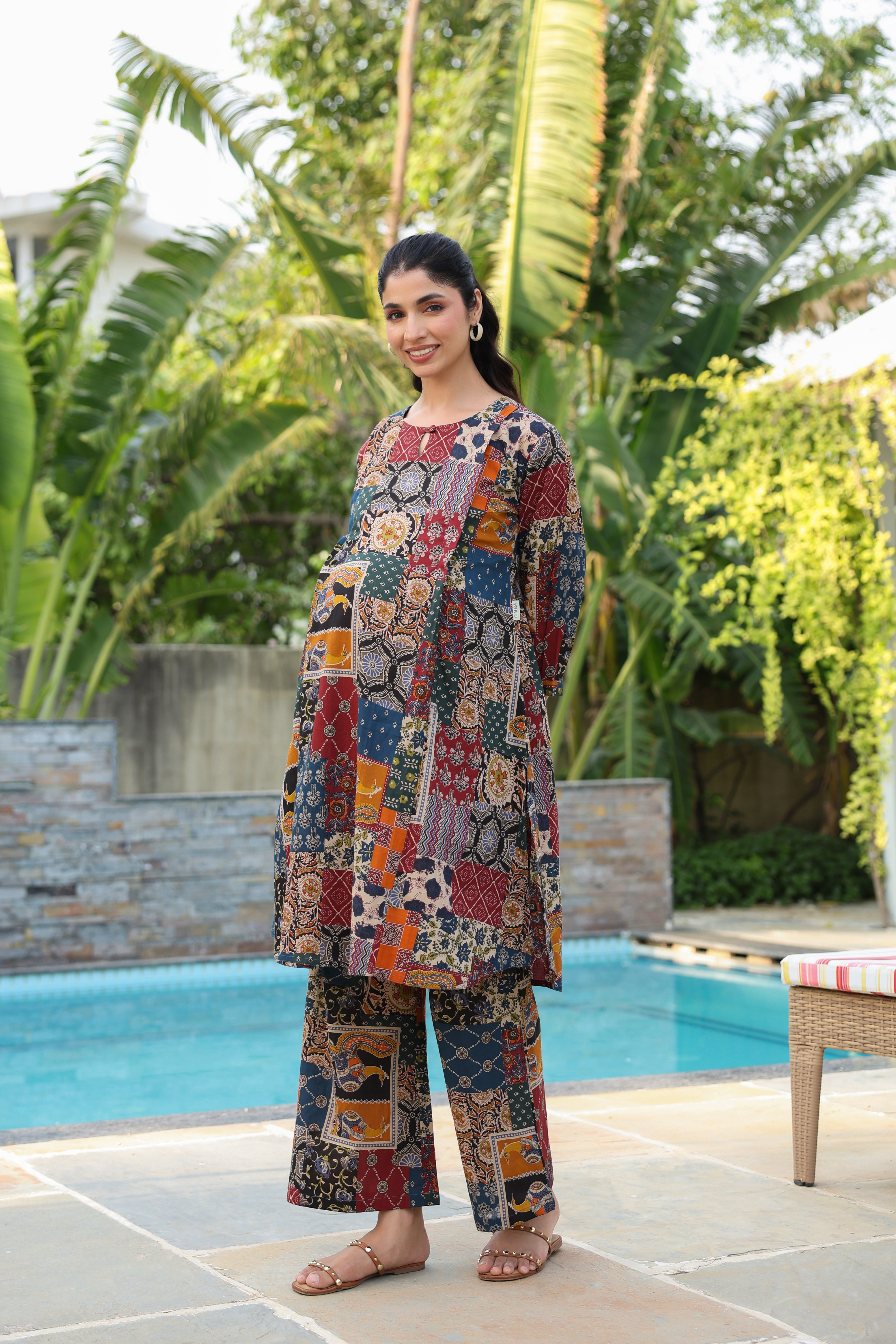 Vintage Patchwork Cotton Maternity - Nursing Co-ord Set