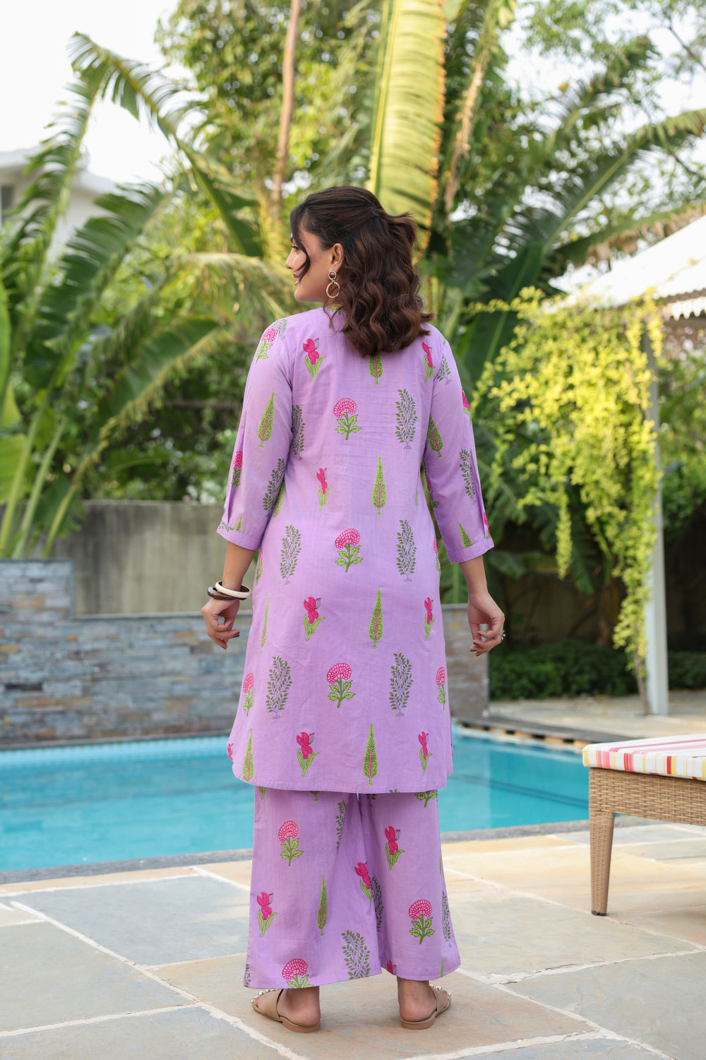 Lilac Glow Mughal Boota Cotton Maternity - Nursing Co-ord Set