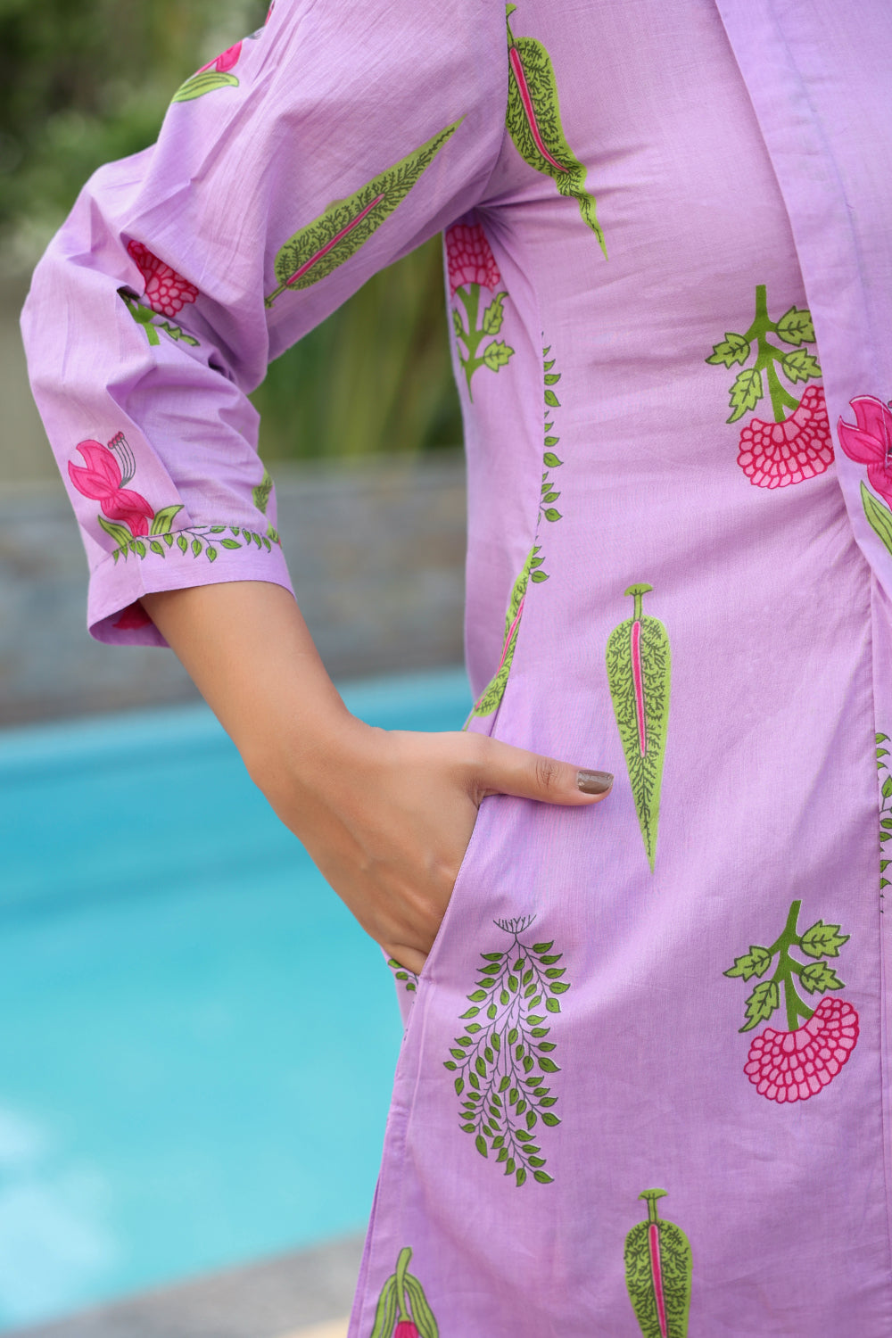 Lilac Glow Mughal Boota Cotton Maternity - Nursing Co-ord Set