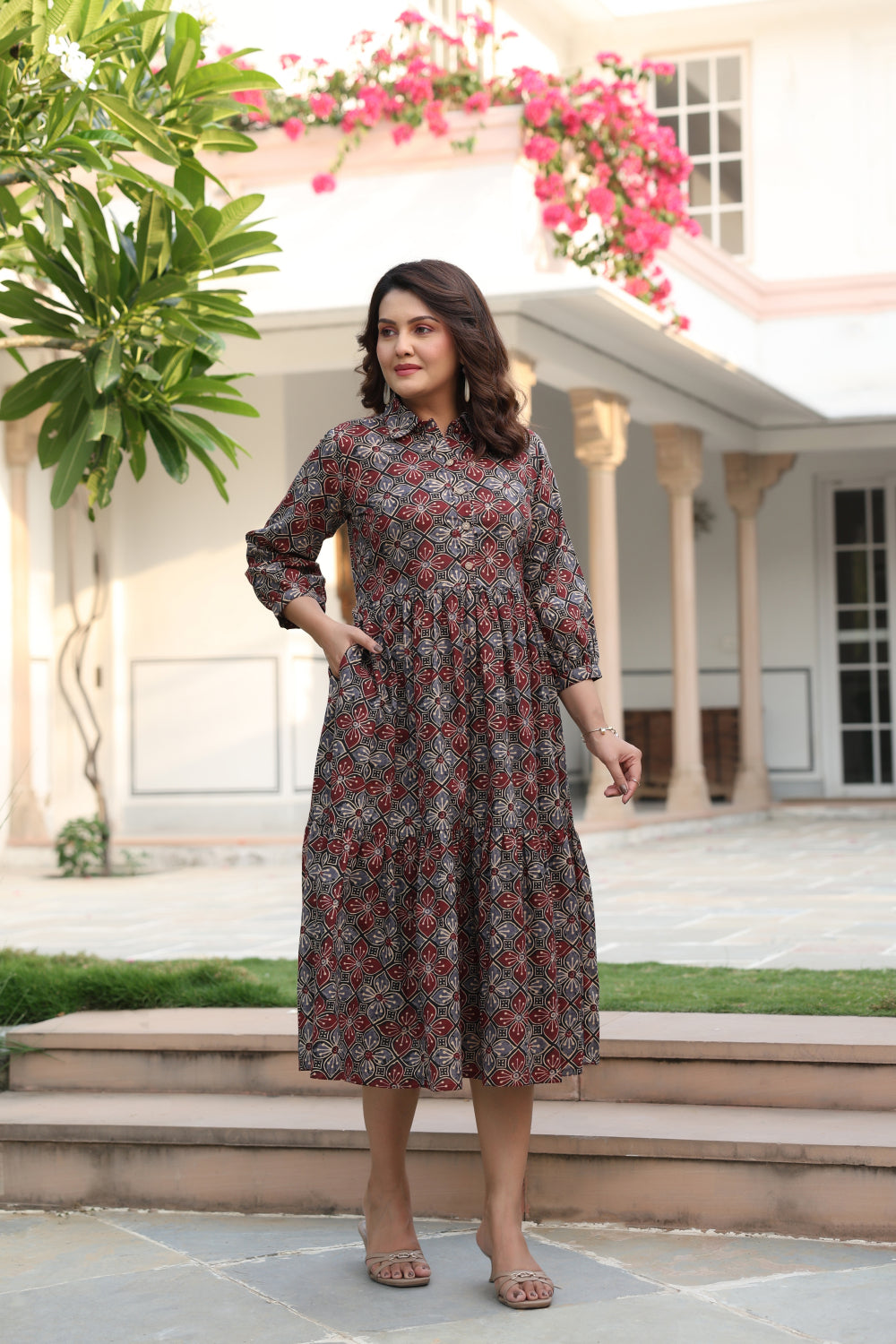 Ajrakh Weave Cotton Dress