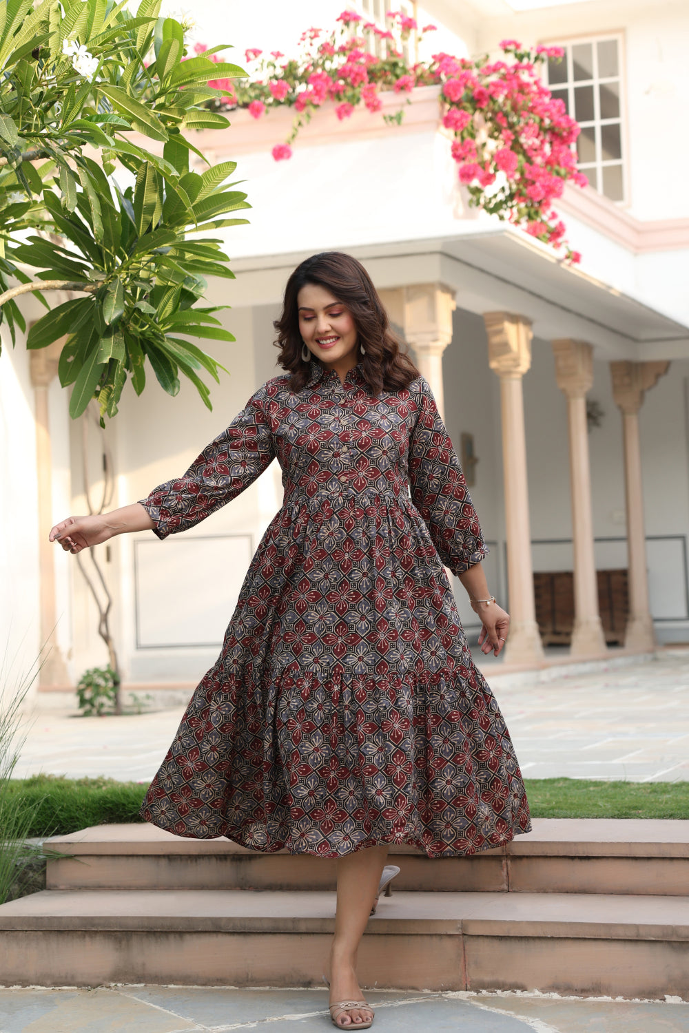 Ajrakh Weave Cotton Dress