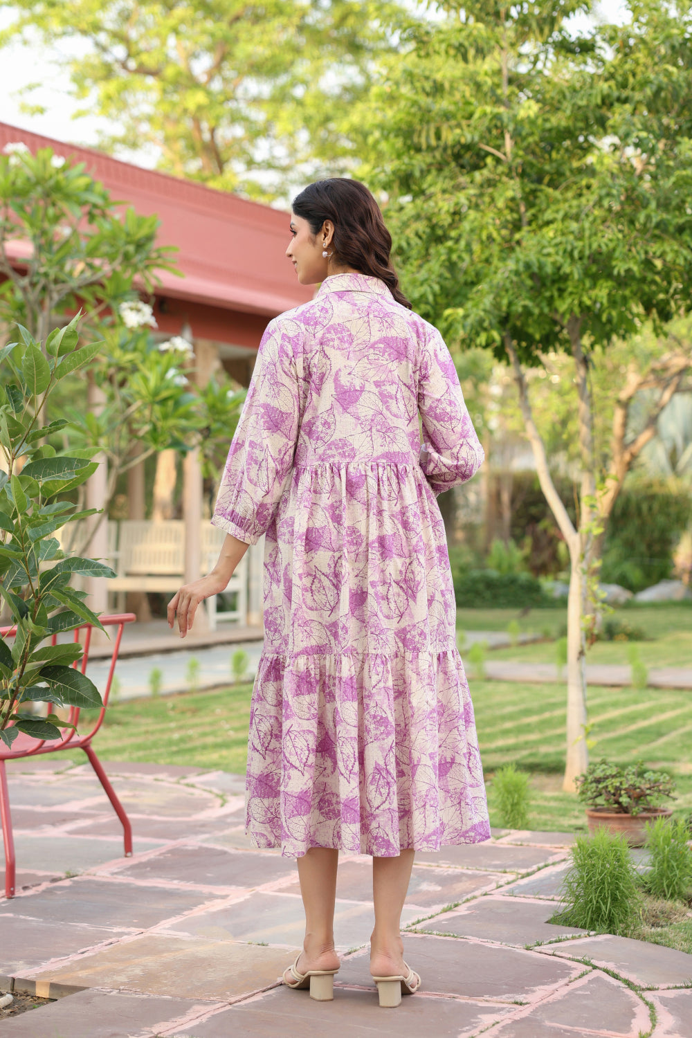 Lavender Leaves Cotton Dress