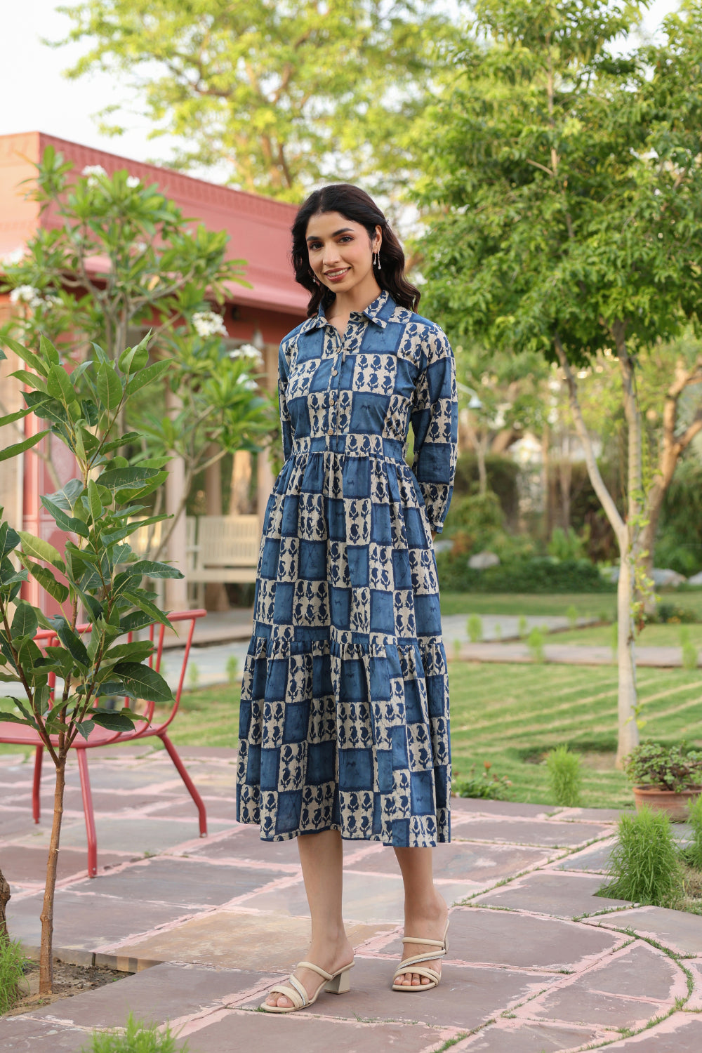 Indigo Jharokha Cotton Dress