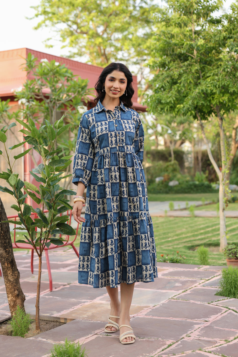 Indigo Jharokha Cotton Dress