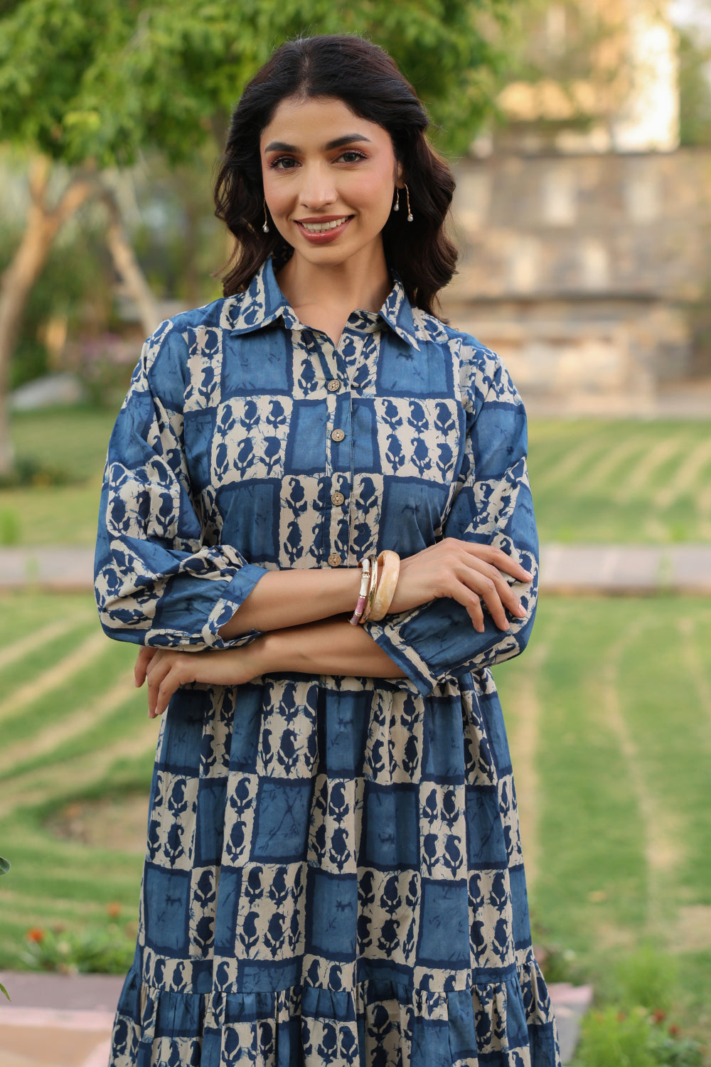 Indigo Jharokha Cotton Dress