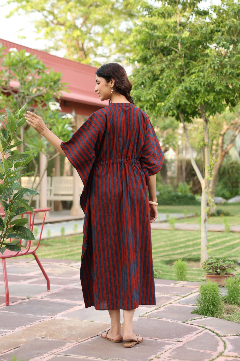 Ajrakh Stripes Cotton Kaftan ( One-Size )