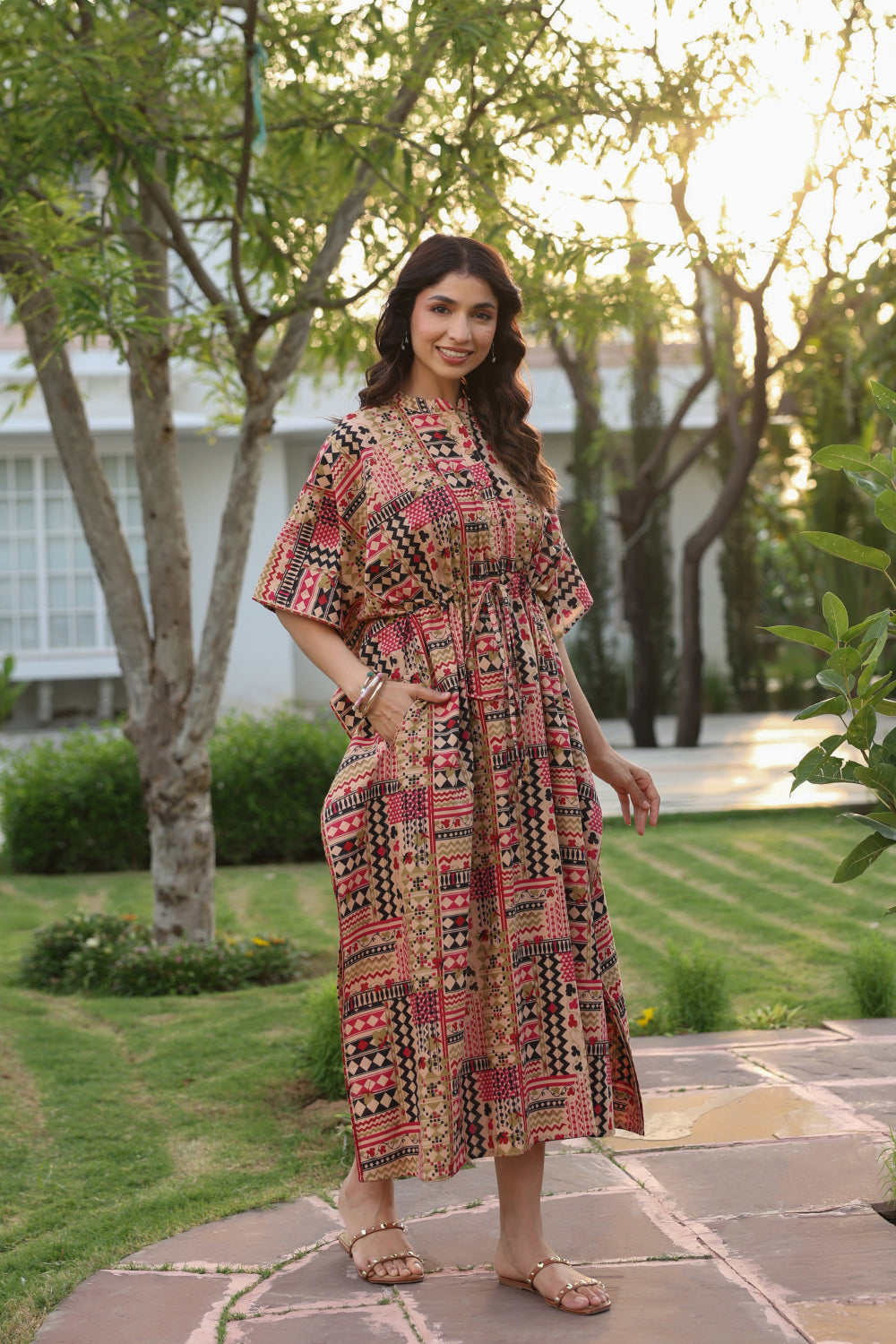 Boho Mosaic Cotton Kaftan ( One-Size )