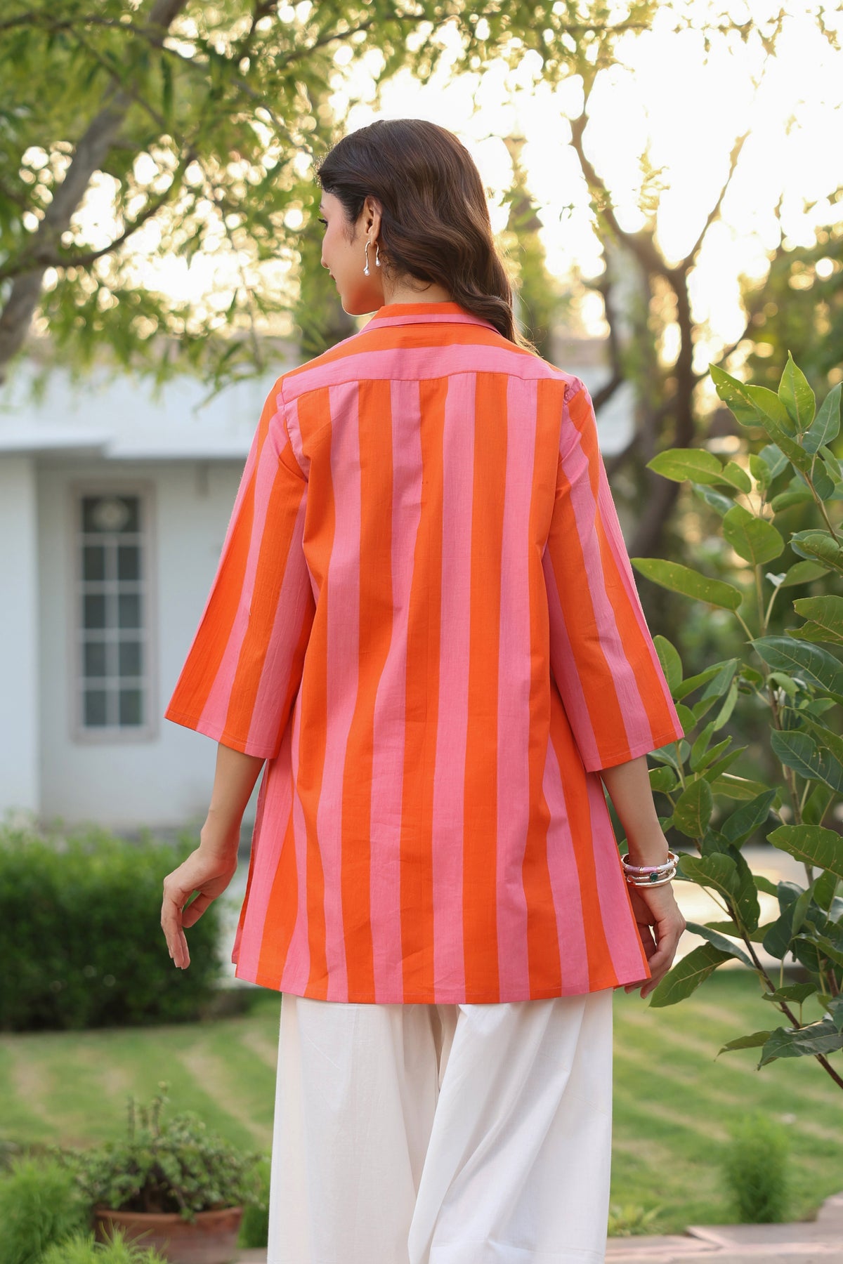 Flamingo Flame Stripe Cotton Top