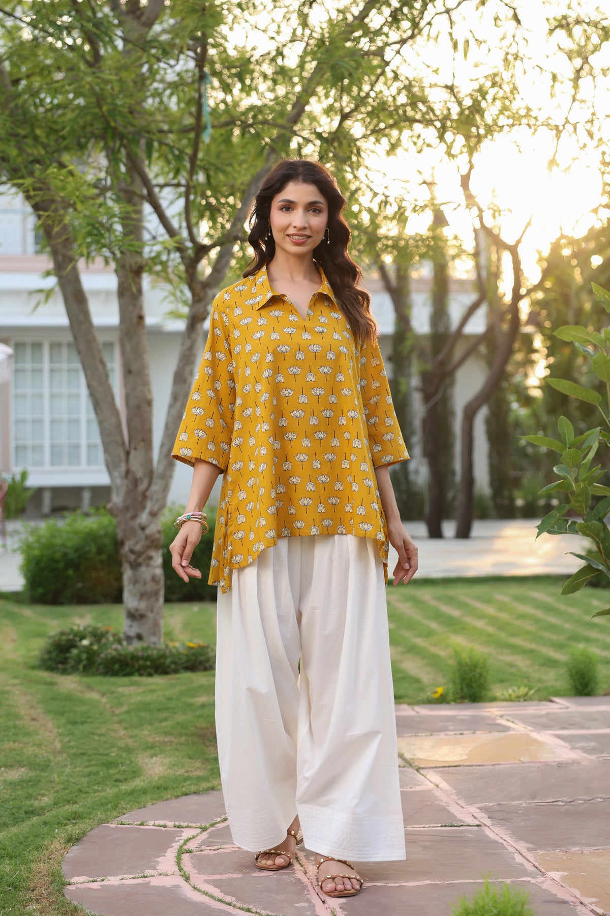 Golden Lotus Cotton Top
