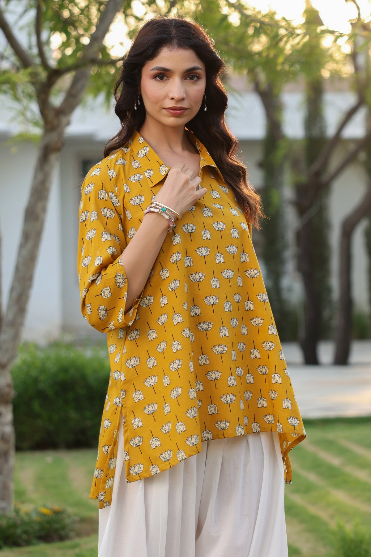 Golden Lotus Cotton Top