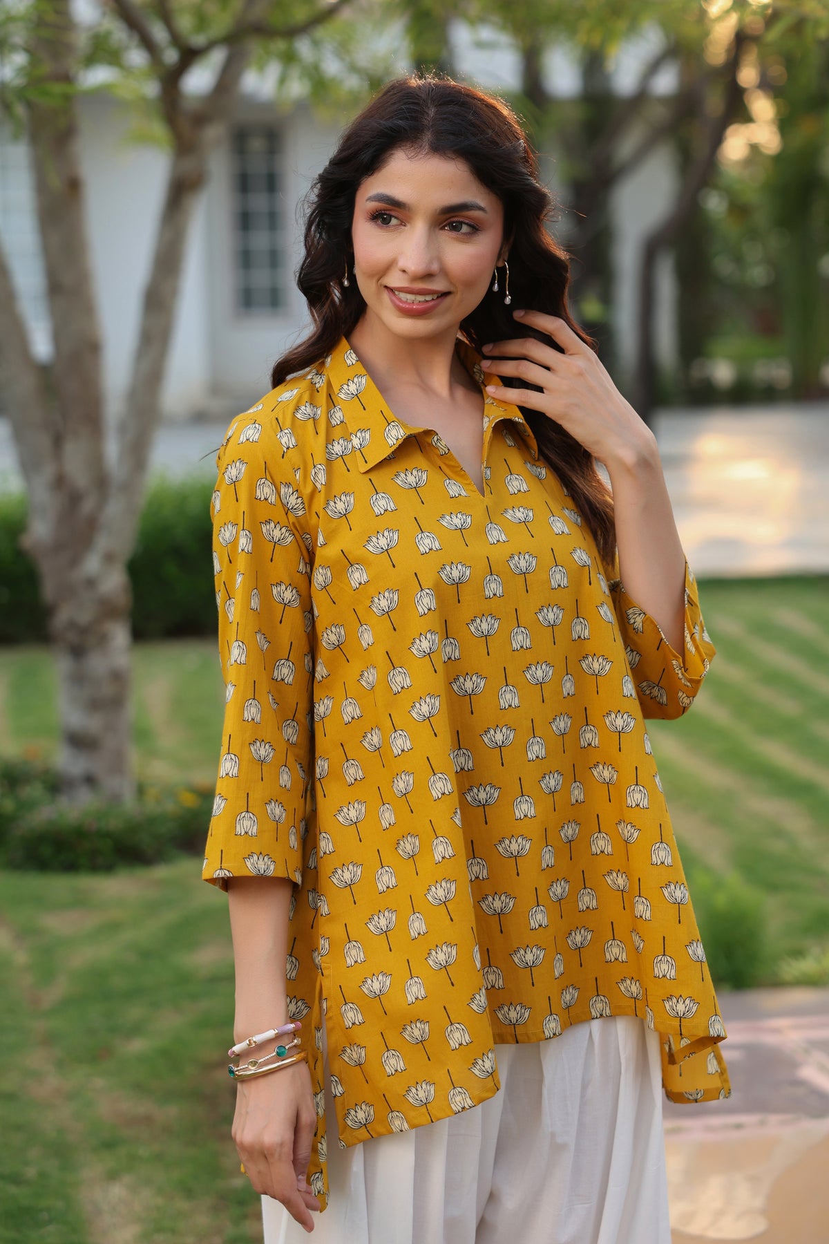 Golden Lotus Cotton Top