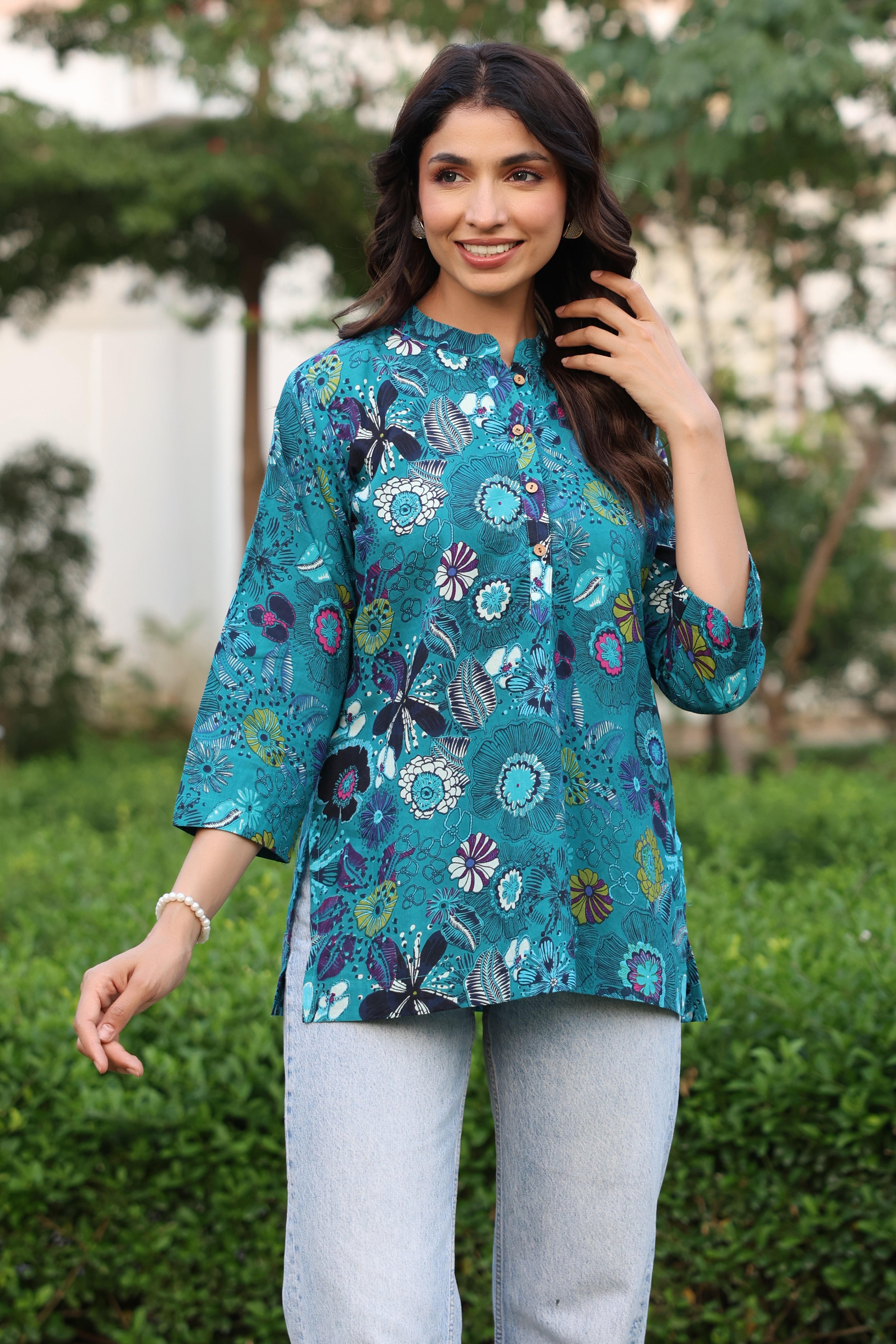 Teal Paradise Cotton Top
