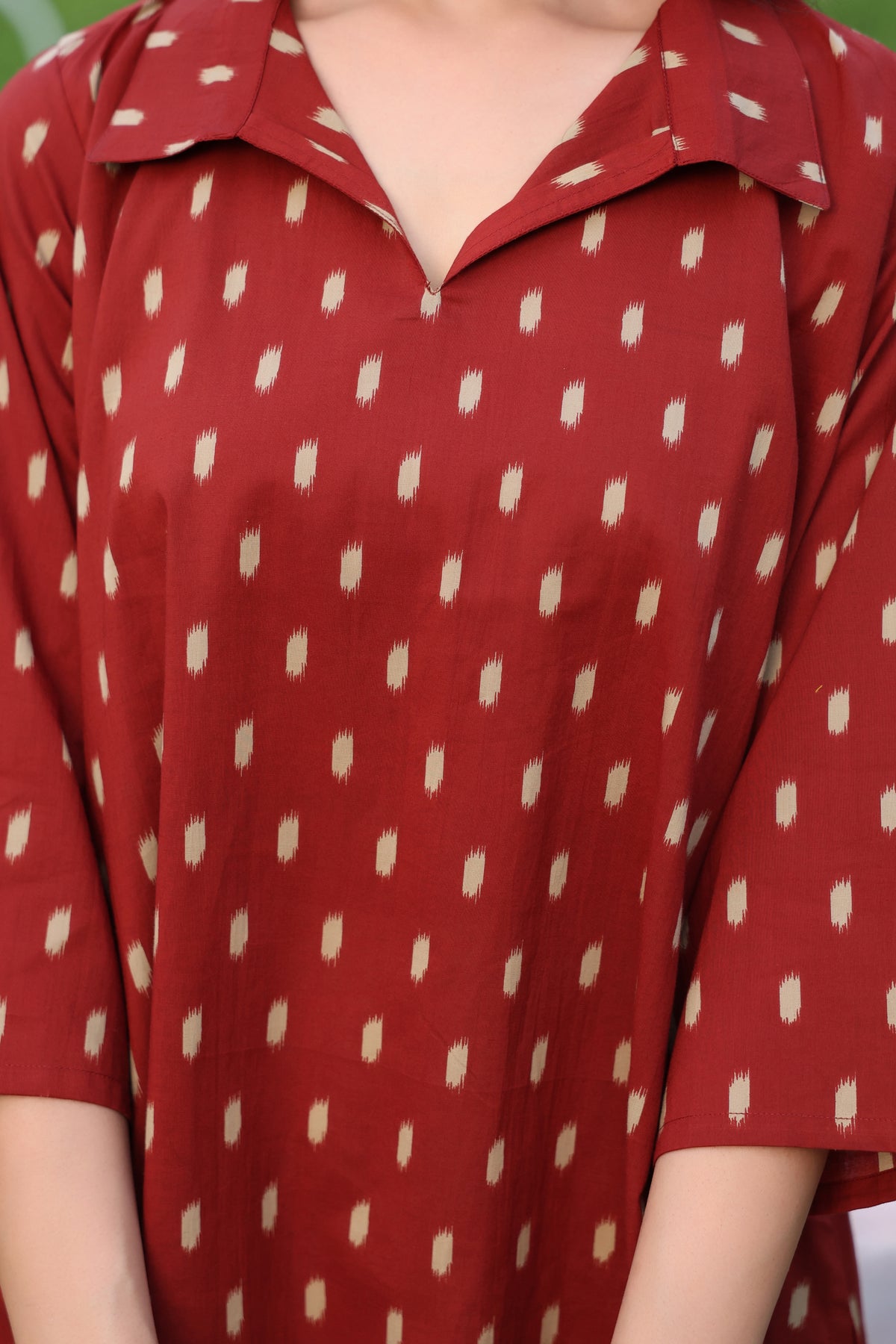 Maroon Loom Print Cotton Top