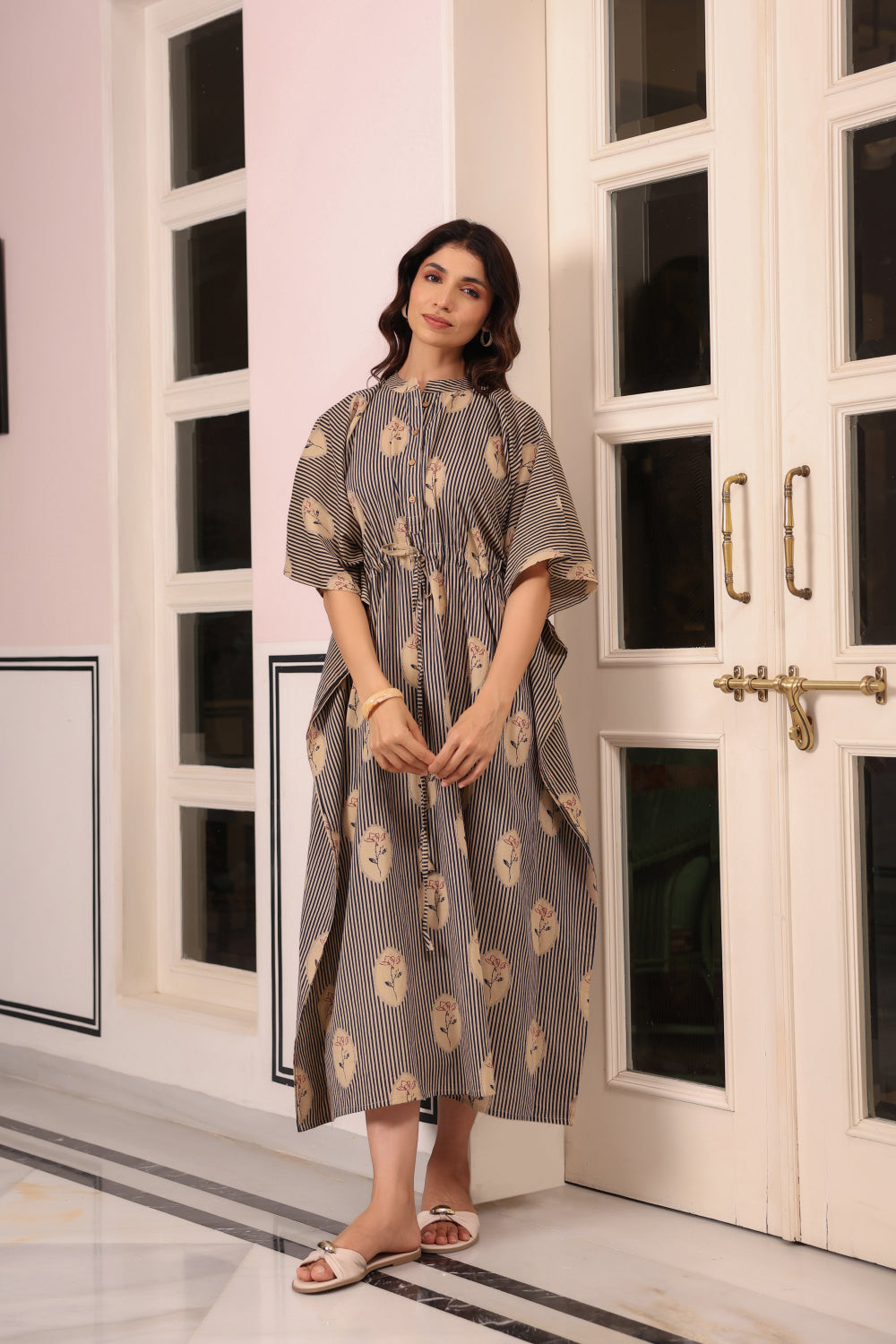 Whispering Blooms Cotton Kaftan ( One-Size )