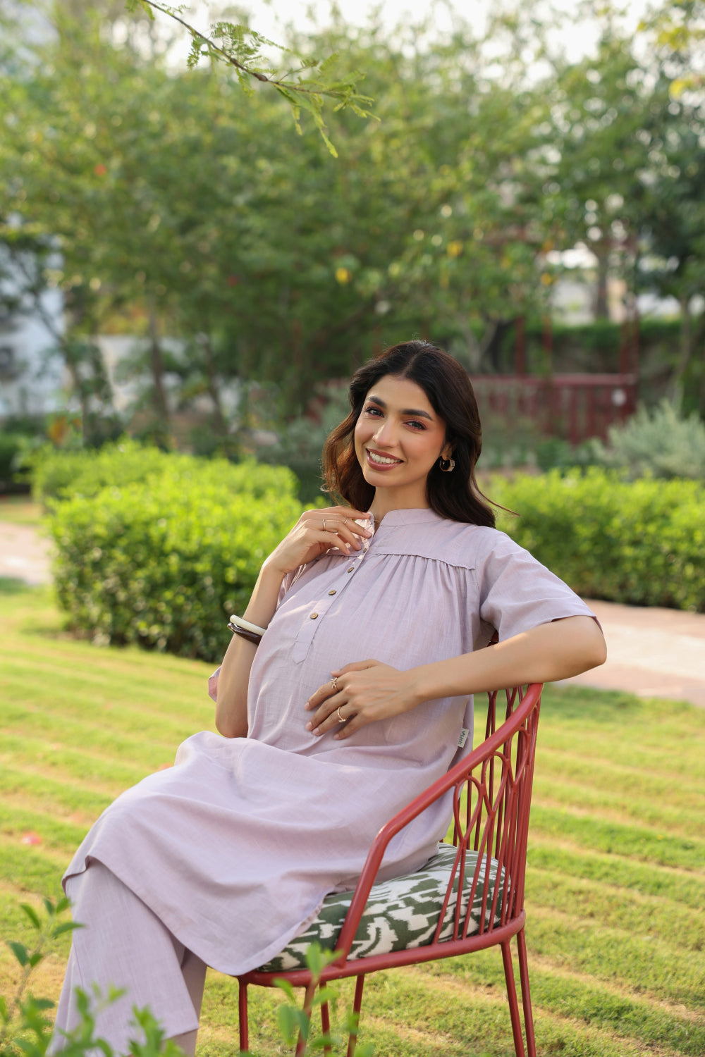 Lavender Dew Cotton Slub Maternity - Nursing Co-ord Set