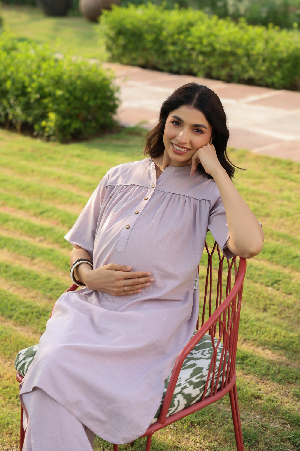Lavender Dew Cotton Slub Maternity - Nursing Co-ord Set