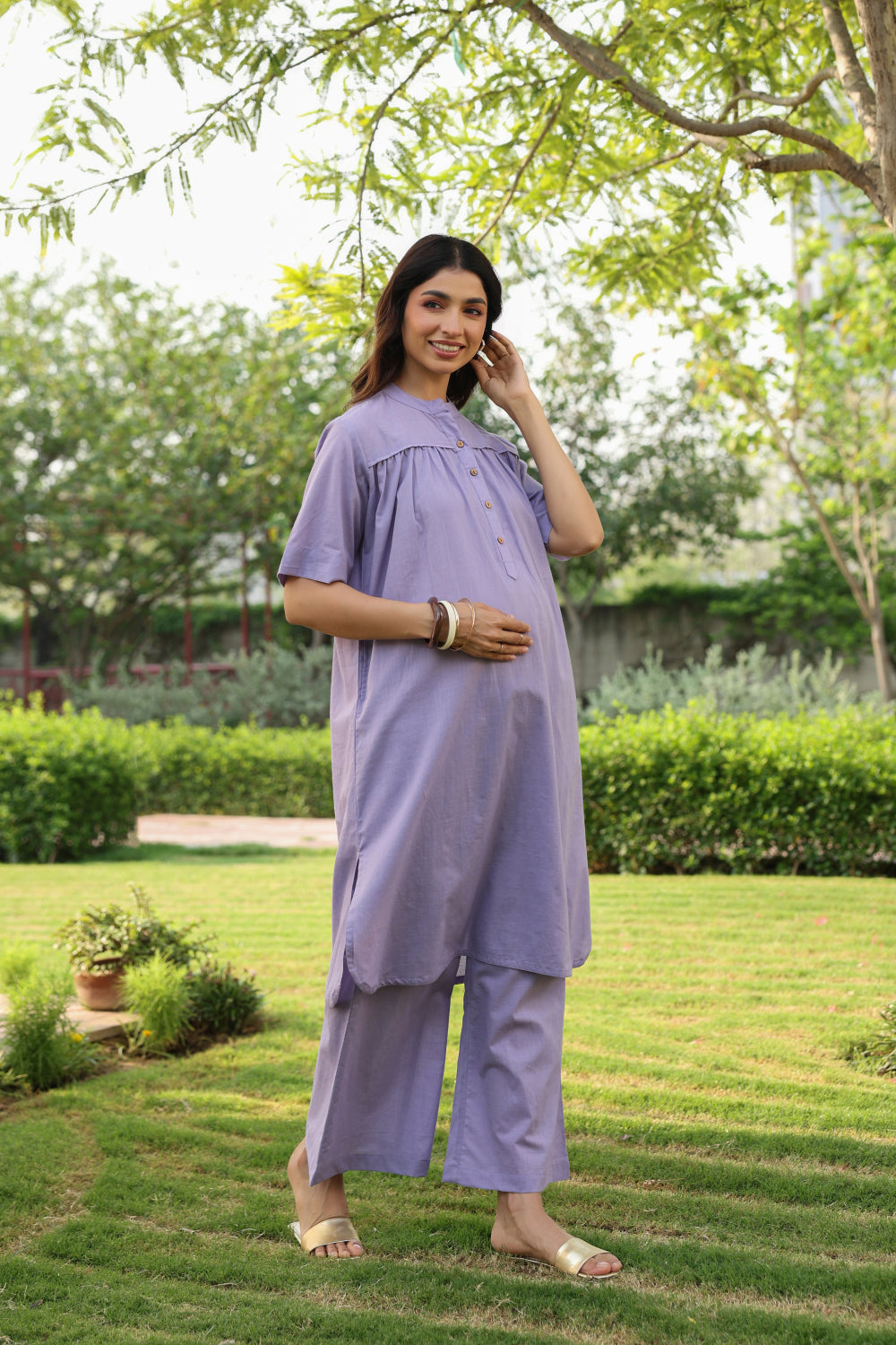 Morning Dew Cotton Slub Maternity - Nursing Co-ord Set